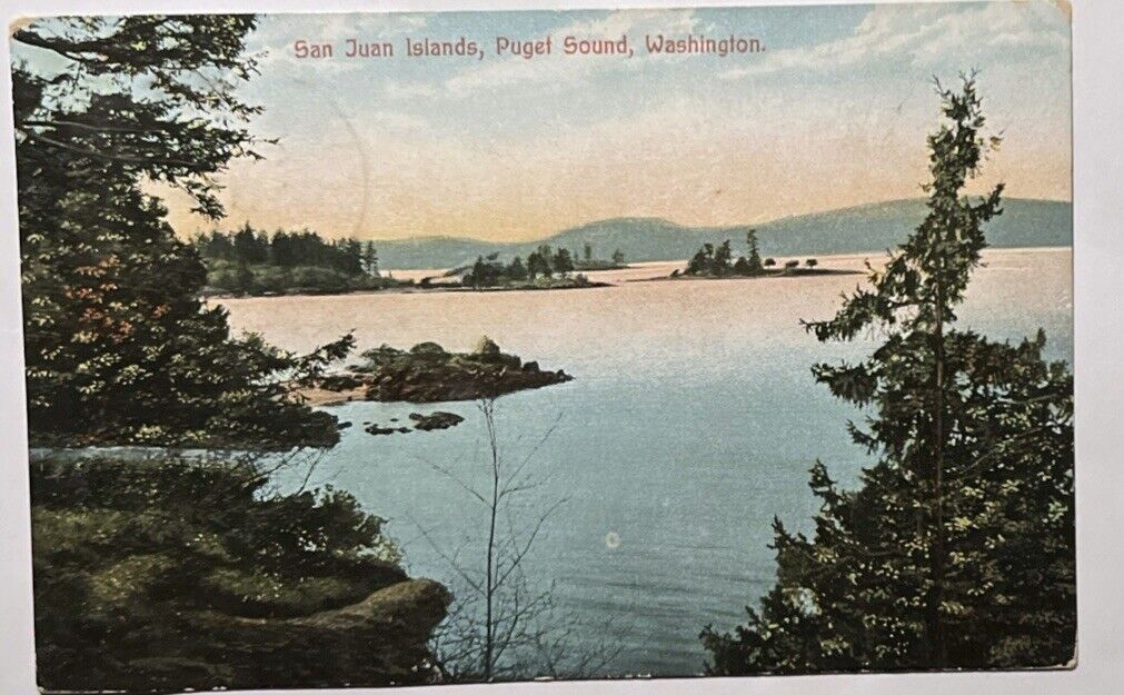 The San Juan Islands Puget Sound WA-Washington Water View Postmarked 1915