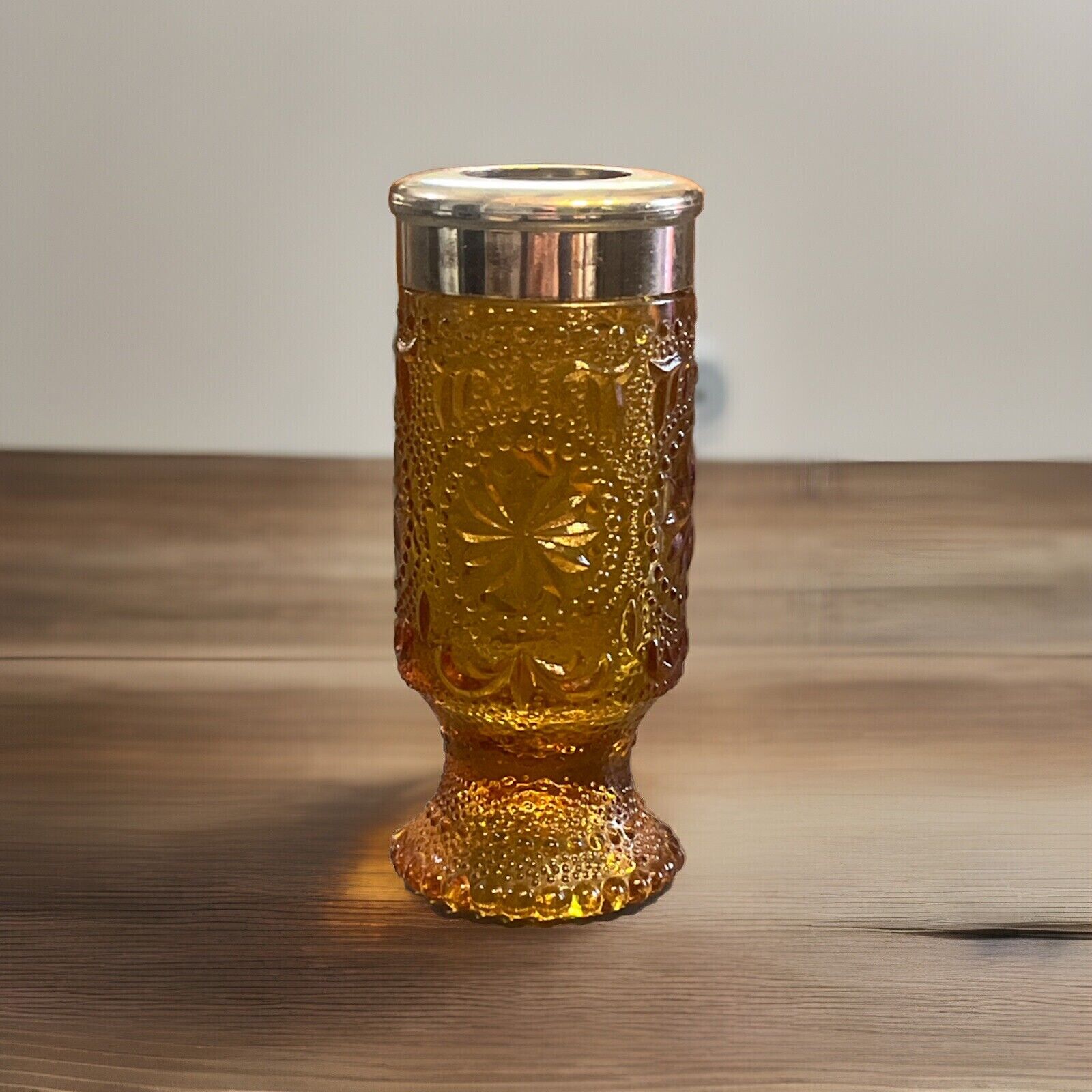Vintage Indiana Glass 70\'s Amber Toothpick Holder 1970’s