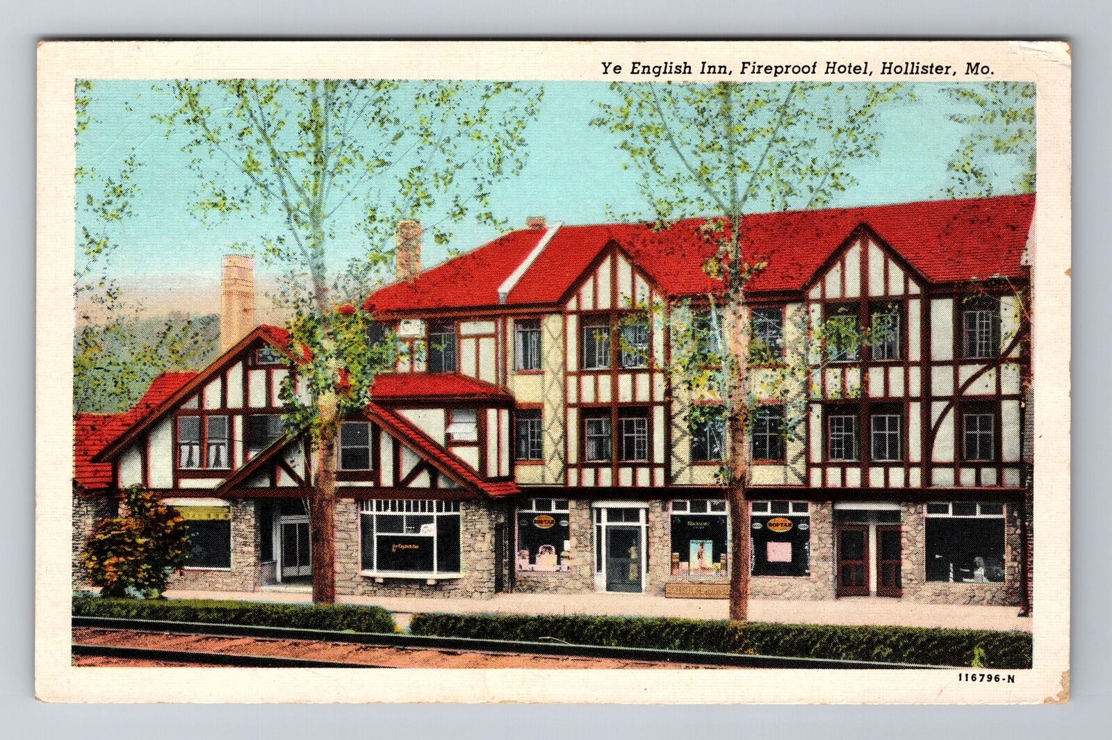 Hollister MO-Missouri, Ye English Inn, Fireproof Hotel, Vintage c1946 Postcard