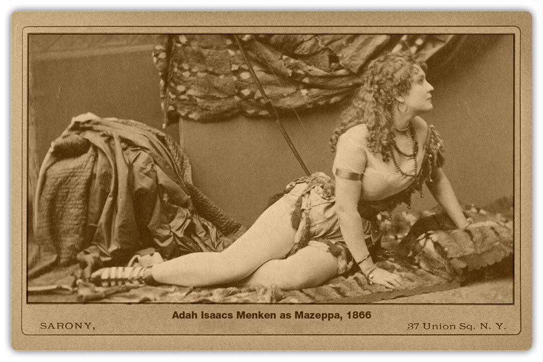 ADAH ISAACS MENKEN 1866 Napoleon Sarony Vintage Photograph Cabinet Card RP