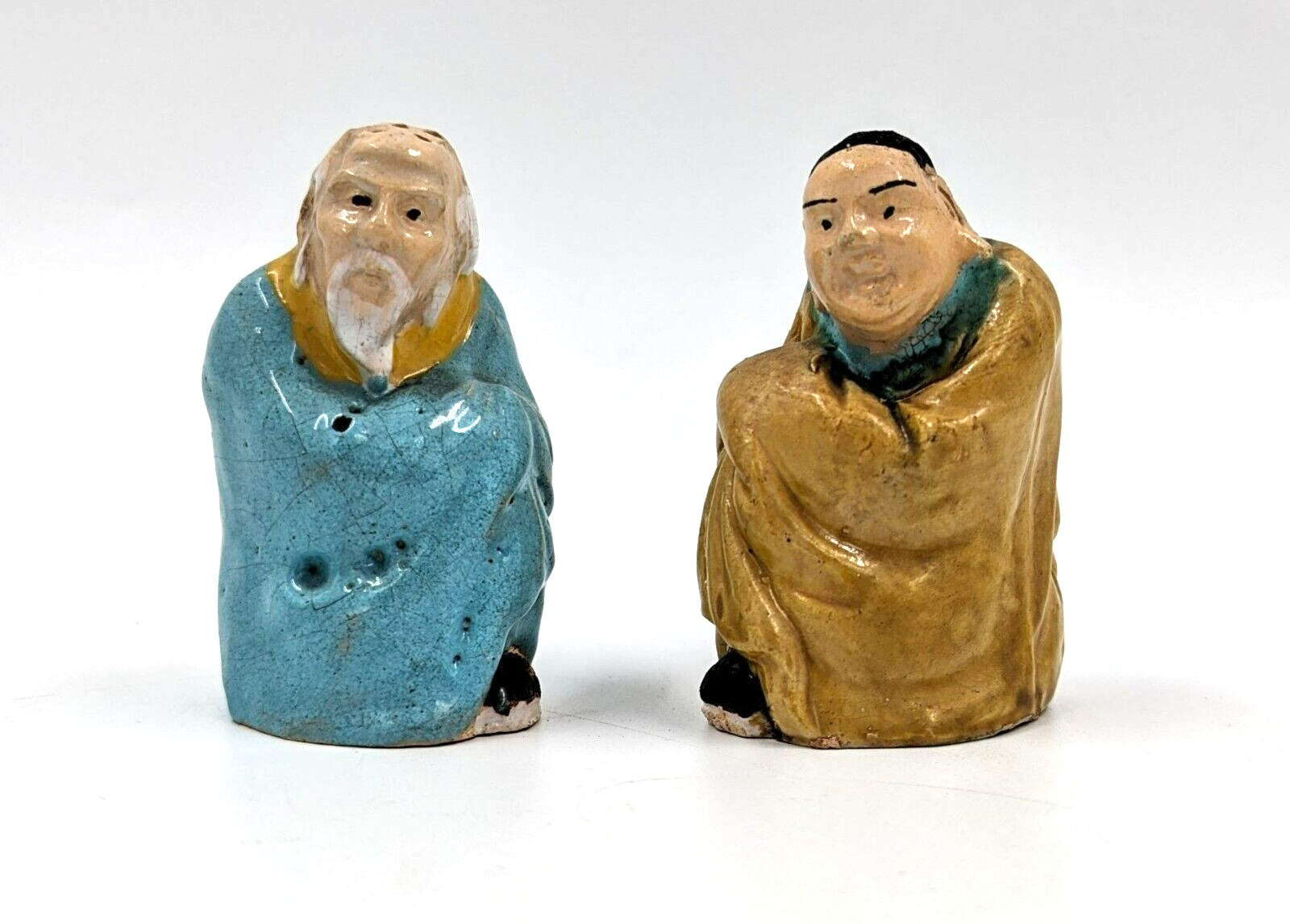 Vintage Hand Painted Chinese Ceramic 3 Inch Salt & Pepper Shakers
