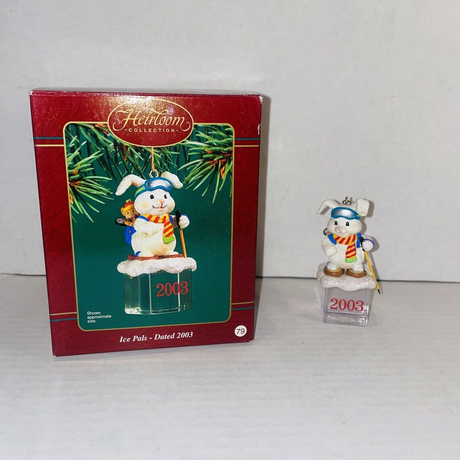 Carlton Cards Heirloom 2003 Ice Pals Bunny Rabbit Christmas Ornament In Box