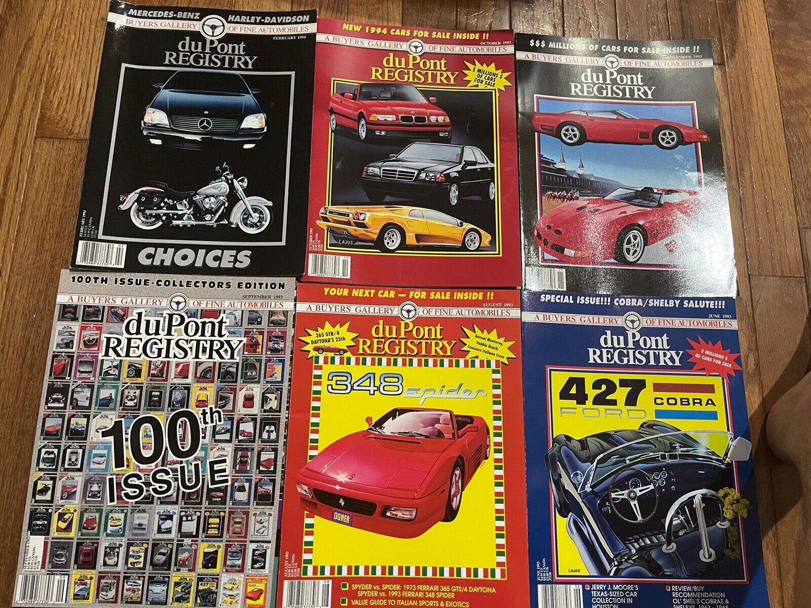 1993 And 94 DuPont Registry LOT Of 6: June, Aug, Oct, Sep, Nov 1993; Feb 1994
