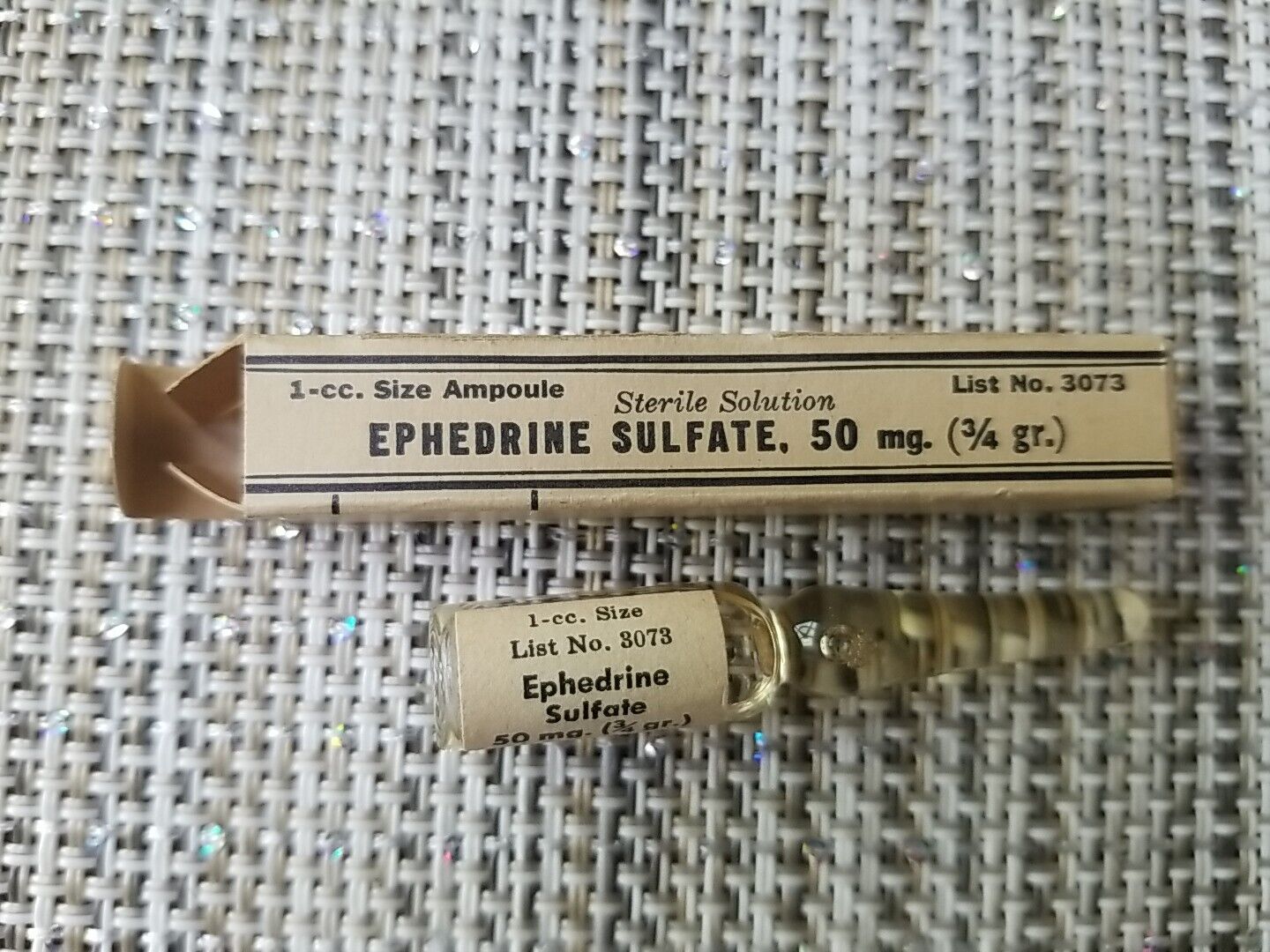 Vintage Apothecary Ampoule Abbott Ephedrine Sulfate 