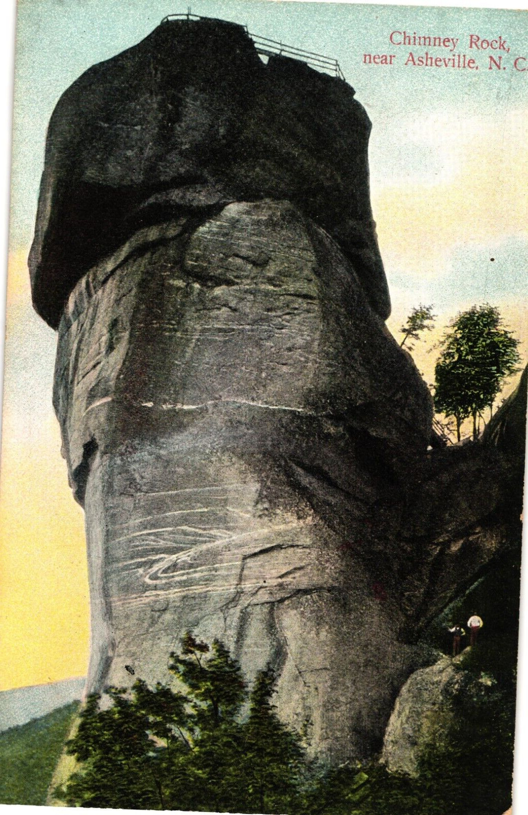 Chimney Rock near Asheville NC Divided Unposted Postcard c1910