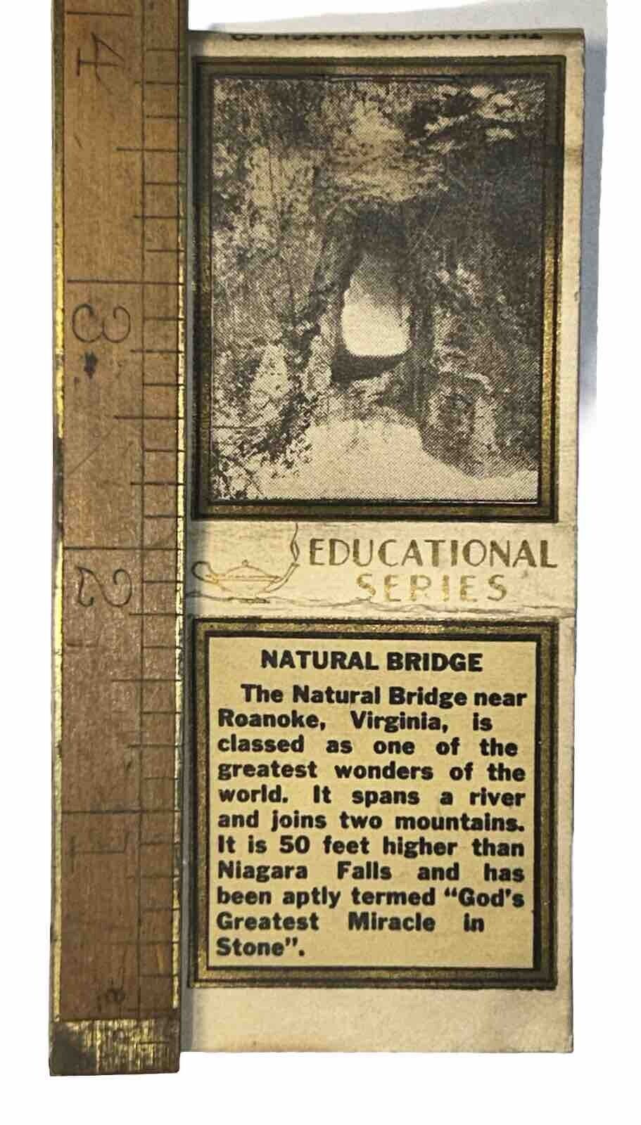 Antique Natural Bridge Rock Roanoke Virginia 1930\'s Matchbook Diamond Match Co
