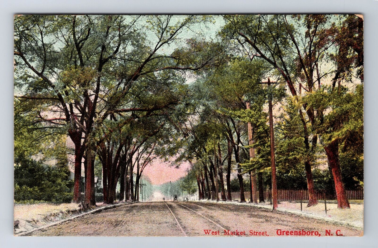 Greensboro NC-North Carolina, West Market Street, Antique, Vintage Postcard