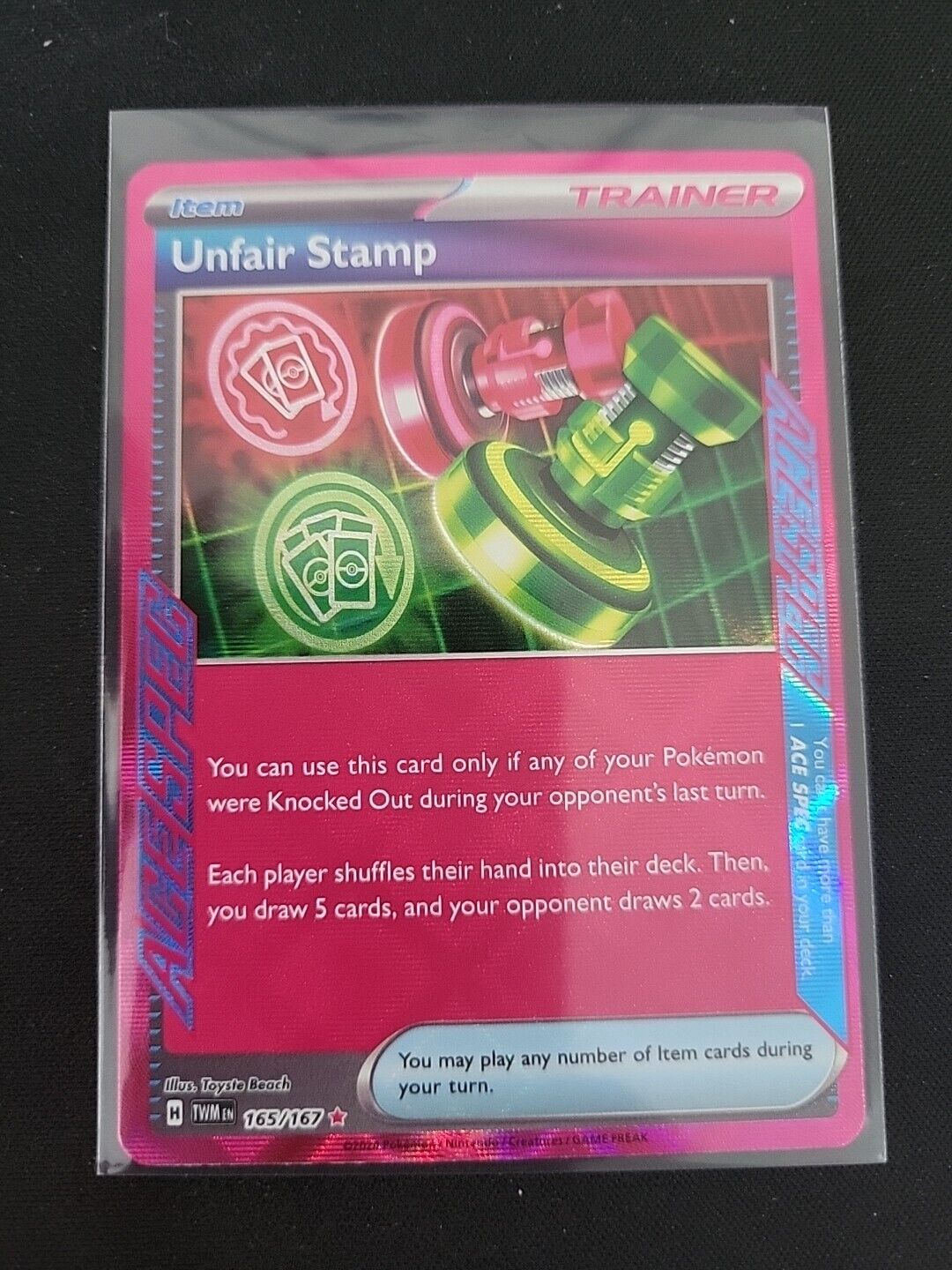 Pokémon TCG Unfair Stamp Scarlet & Violet-Twilight Masquerade 165/167 Holo...