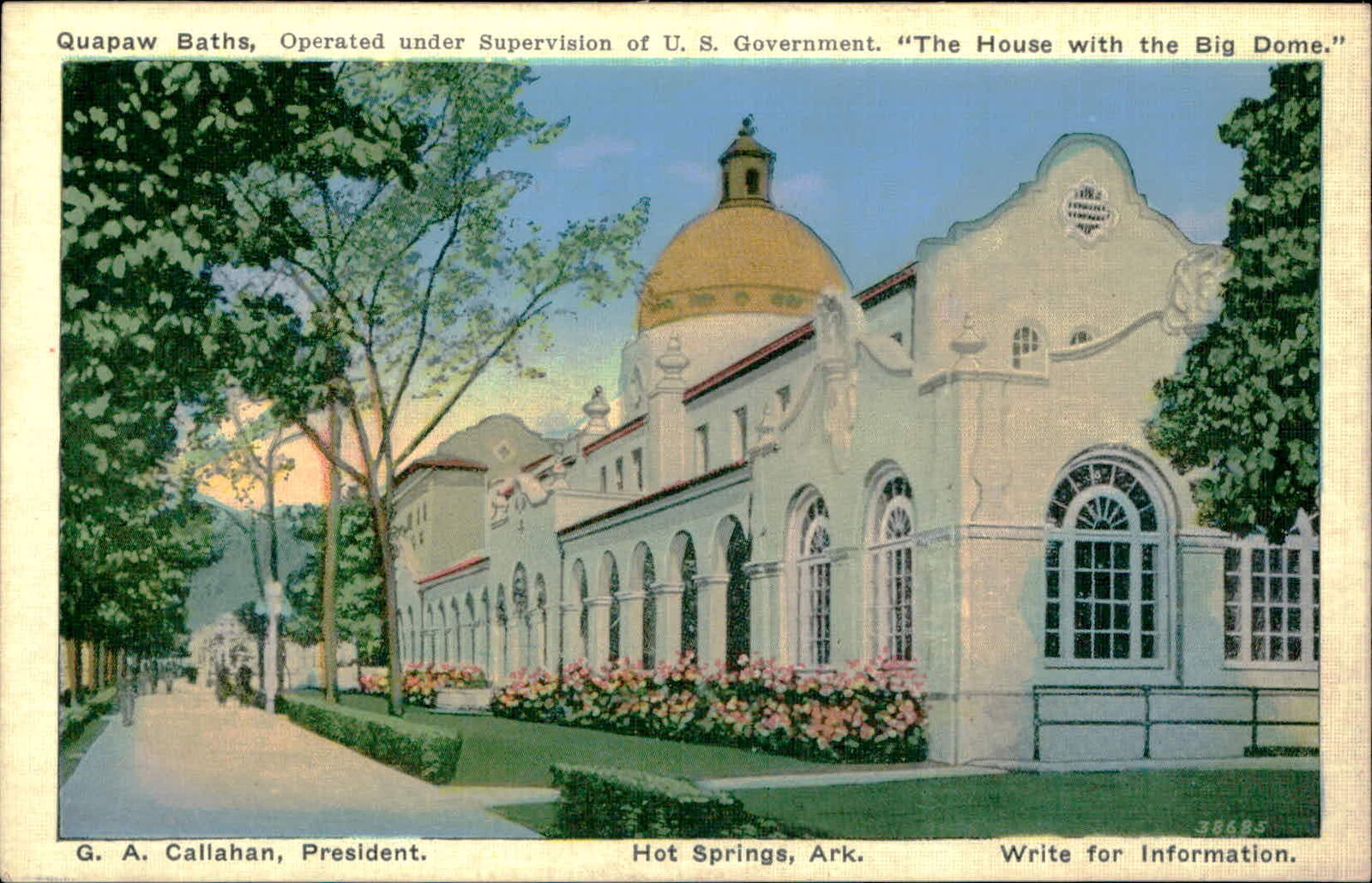 Postcard: Quapaw Baths, Operated under Supervision of U. S. Government