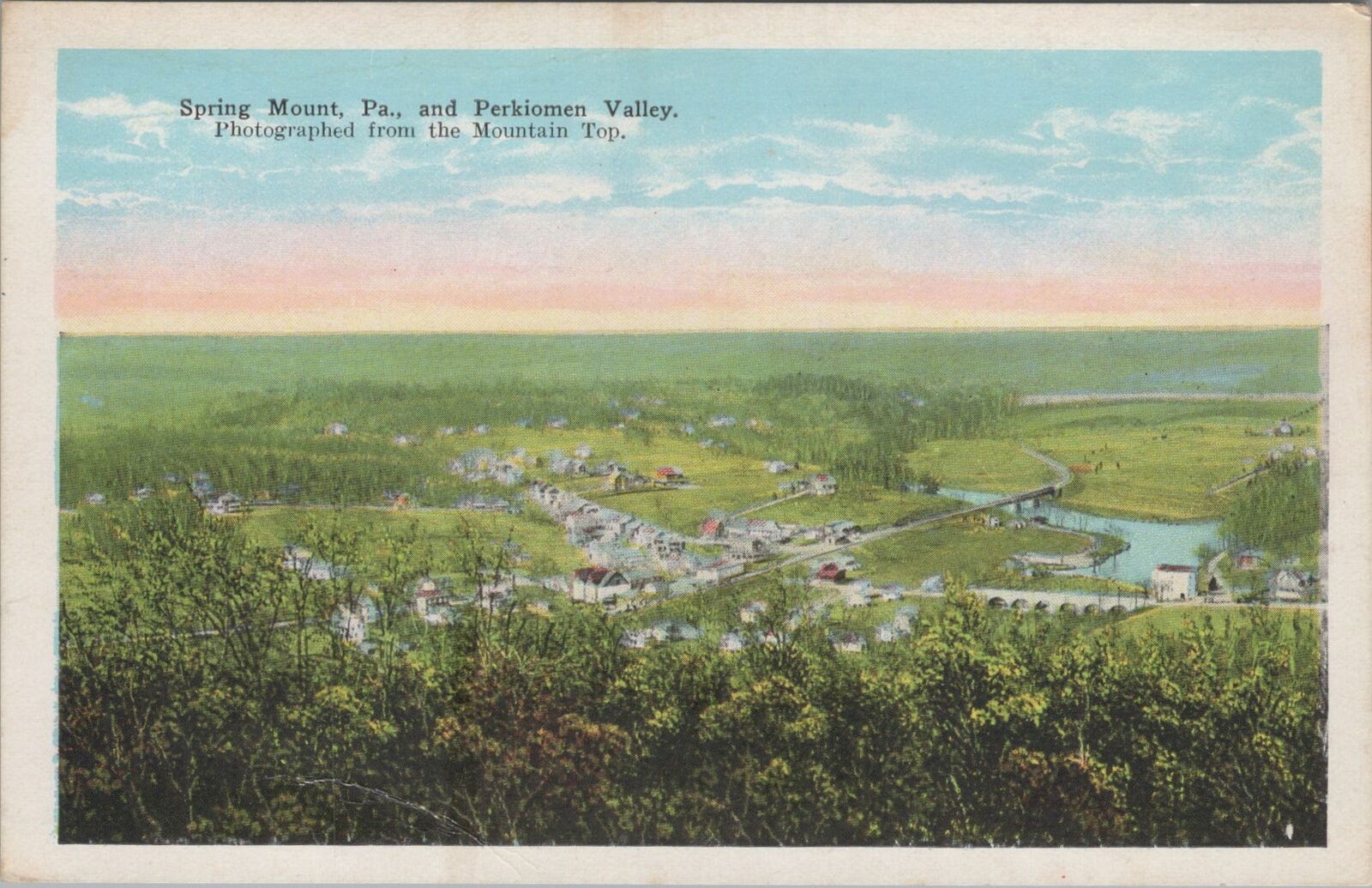 Postcard Spring Mount PA and Perkiomen Valley 