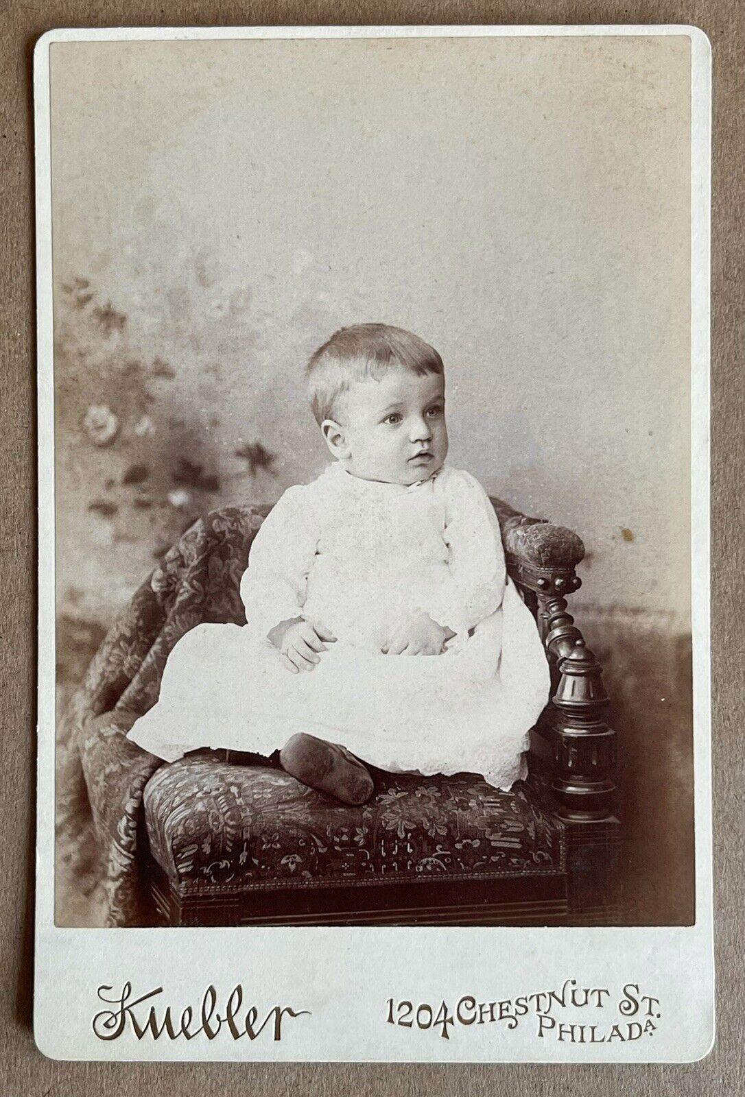 Antique Victorian Cabinet Card Photo Portrait Baby Boy or Girl Philadelphia, PA