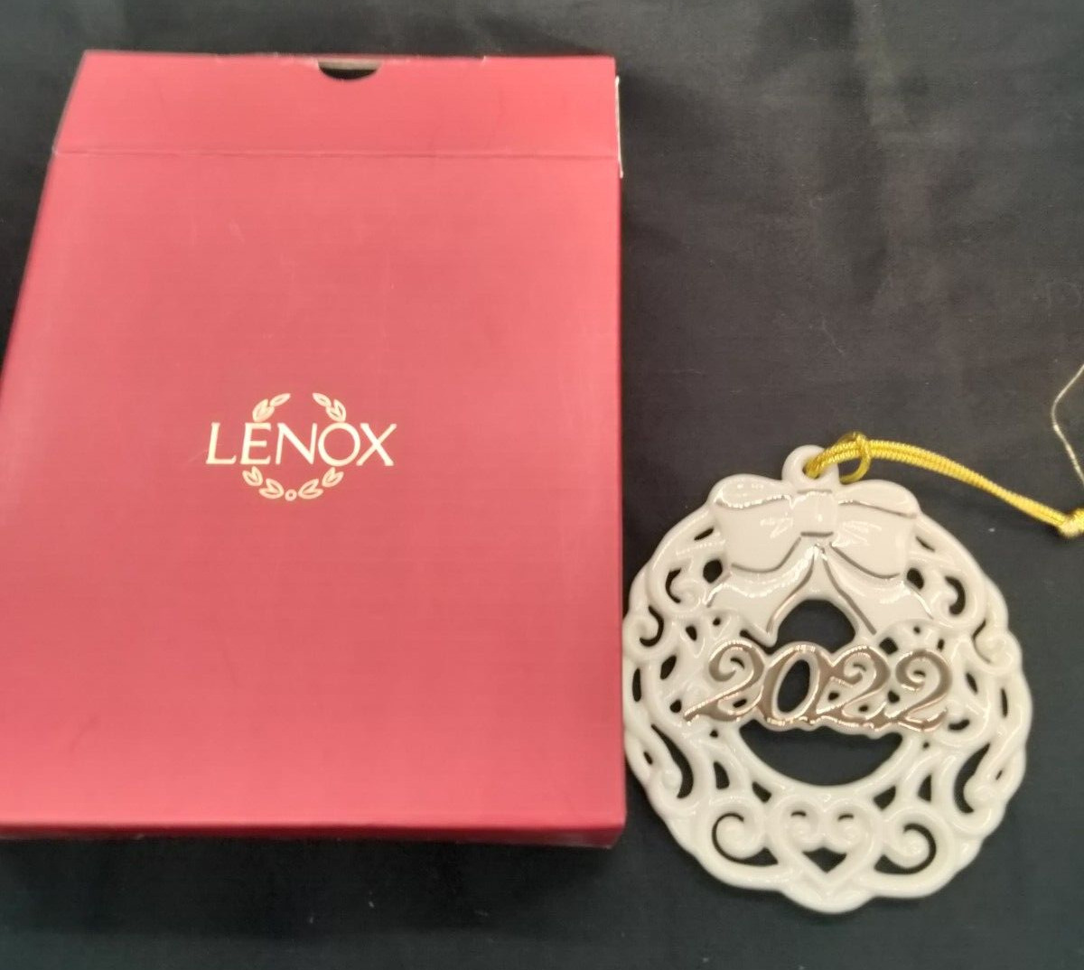Lenox Annual 2022 Porcelain Pierced Christmas Wreath Ornament New Box