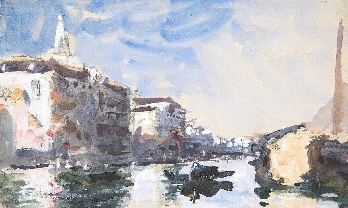 Oil painting Scene-on-the-Grand-Canal-Venice-Hercules-Brabazon-Brabazon-Oil-Pain