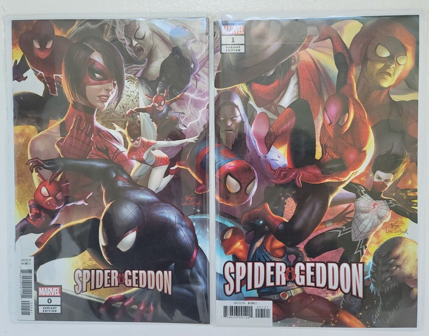 Spider-Geddon #0 + #1 Cover B Variant Bundle In-Hyuk Lee Connecting Covers 2018