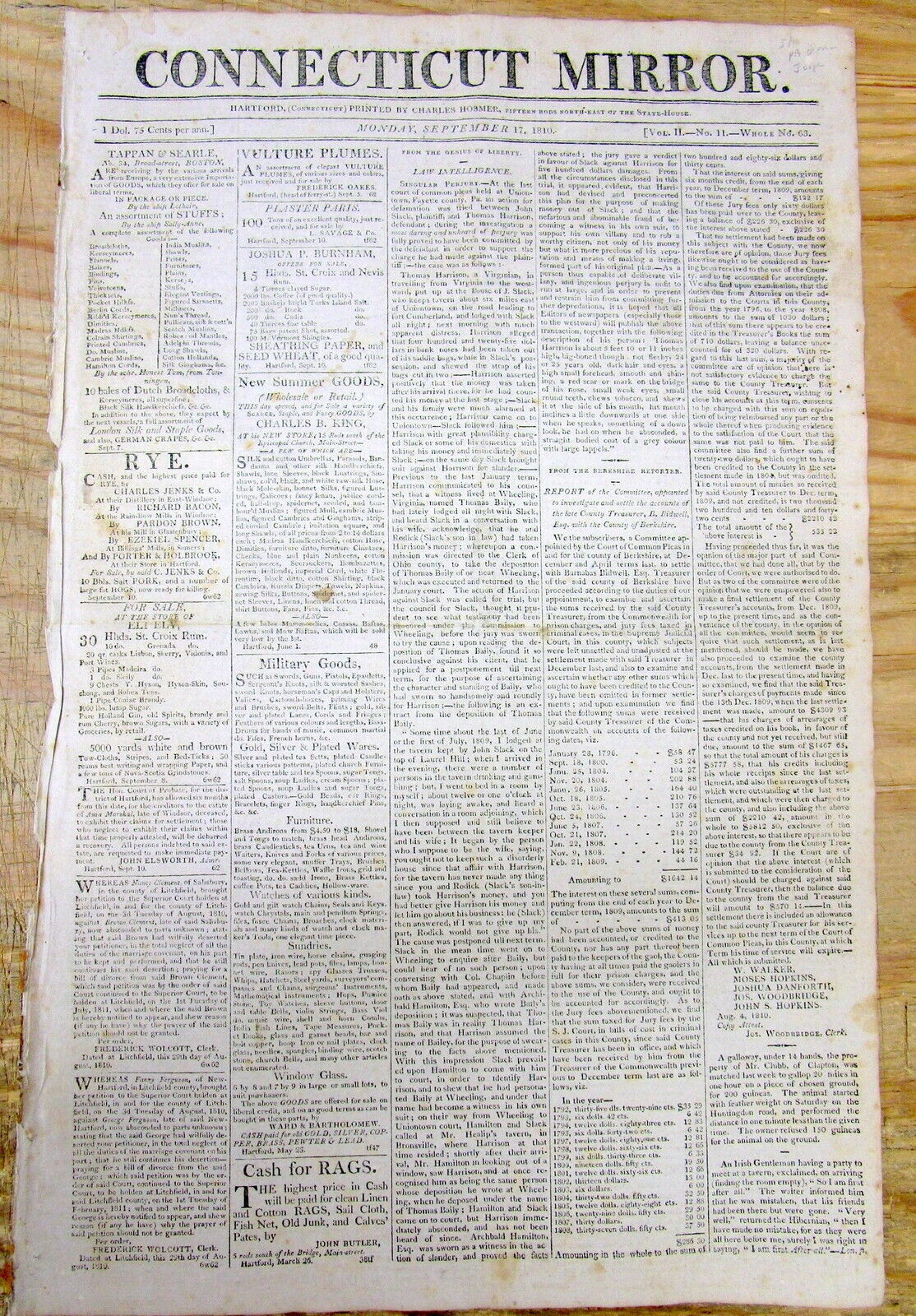 1810 newspaper w commentary on DIVORCE of NAPOLEON BONAPARTE from wife JOSEPHINE
