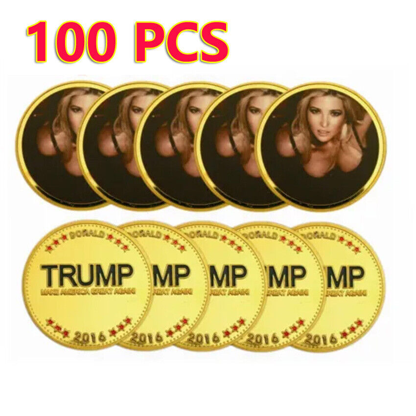 100PCS Sexy World Supermodel Commemorative Coin Ivanka Trump Donald Gold Plated