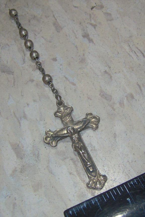 Vintage sterling cross rosary beads jesus  cross crusifix catholic