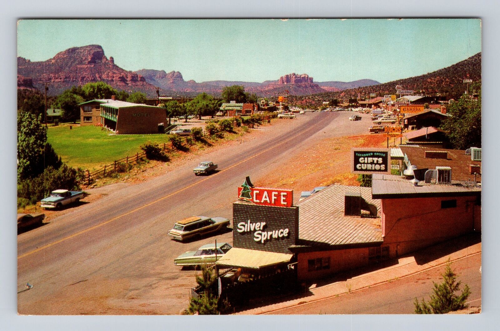 Sedona AZ-Arizona, Oak Creek Canyon Silver Spruce Café, Antique Vintage Postcard
