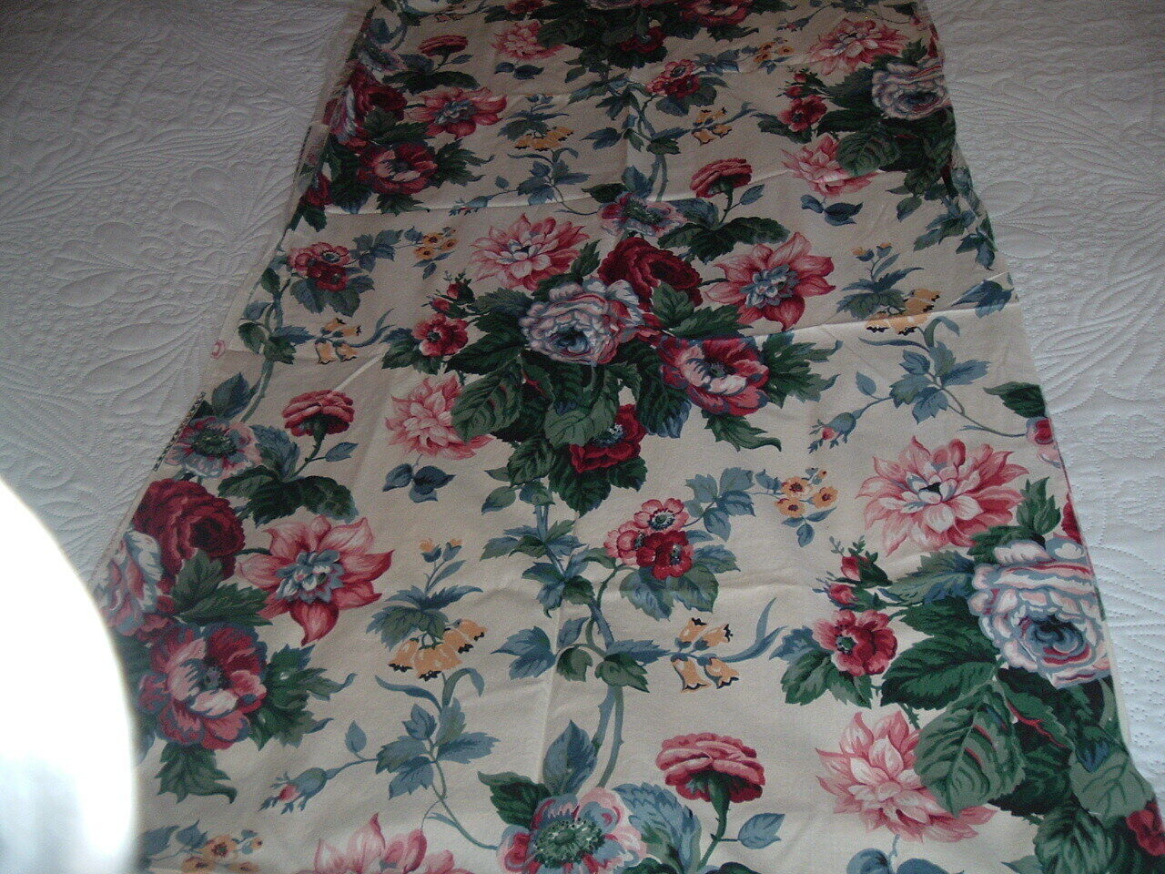 Vtg 80s Waverly Schumacher Peace & Roses Pinks Blues Remnant Fabric 50x25 #PB15
