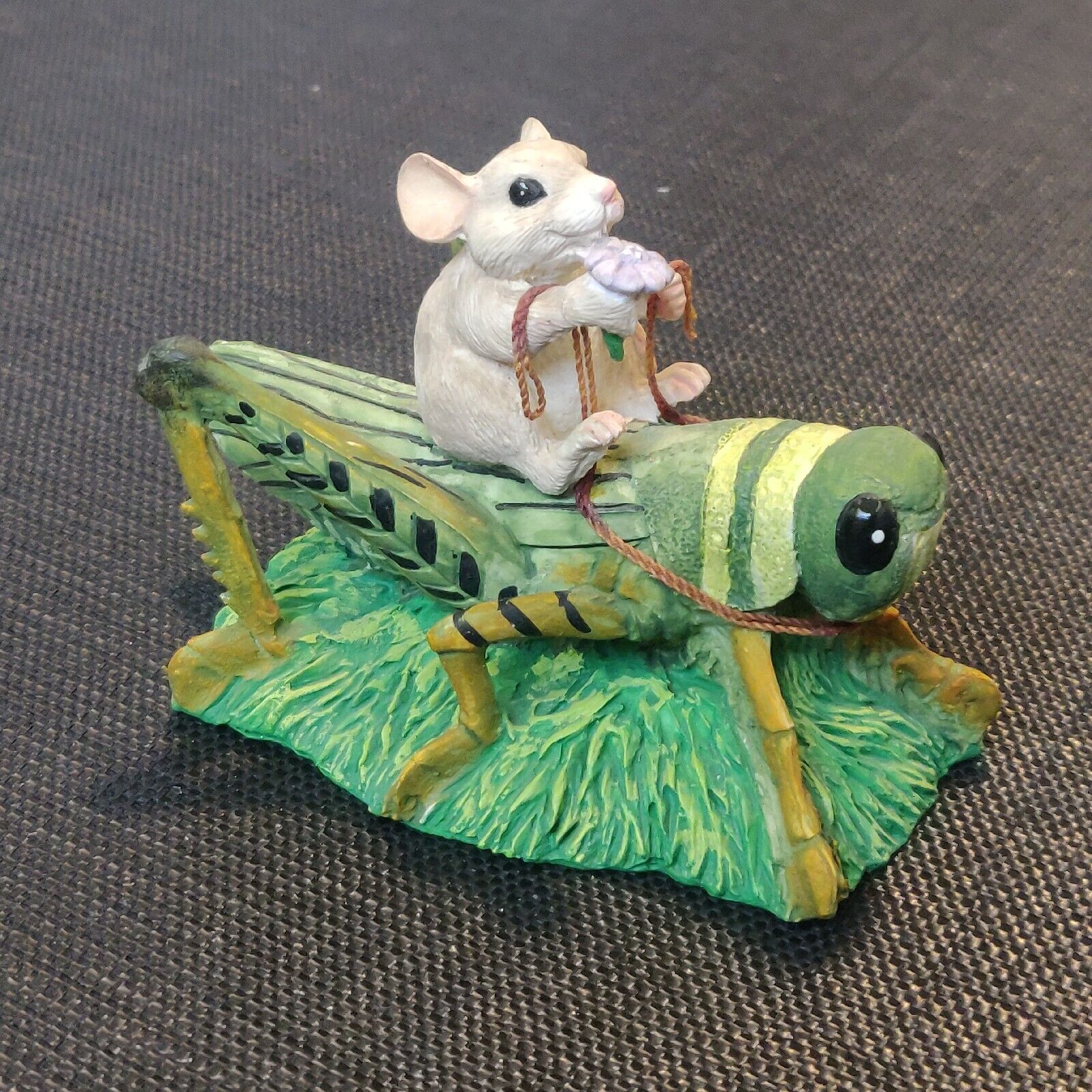 Silvestri Charming Tails Mouse Riding On Grasshopper Resin Figurine