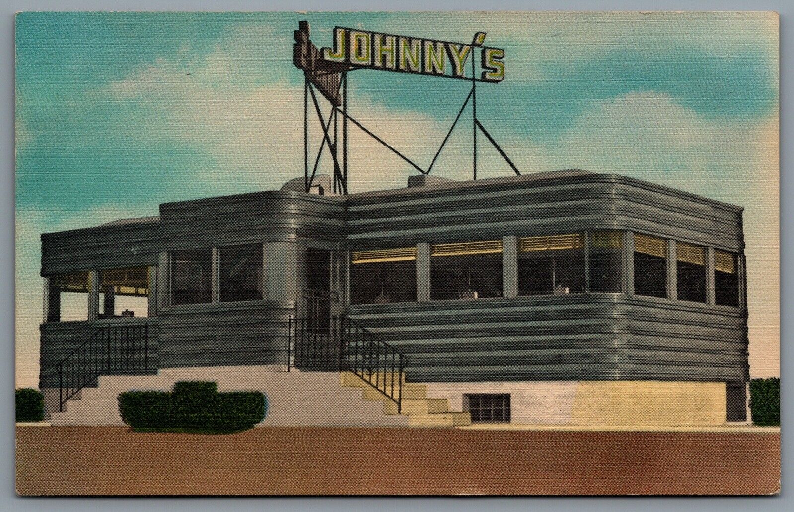 Postcard Somerville NJ c1940s Johnny\'s Diner on Route 29 Somerville Circle