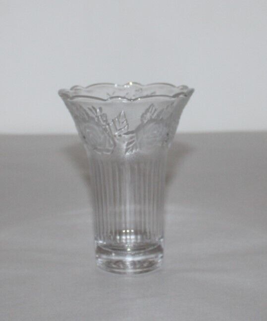Vintage Clear Glass Bugle Shaped Bud Vase 4-3/4\