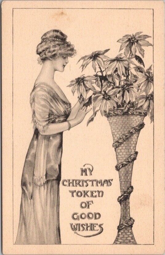 c1910s PRETTY LADY Greetings Postcard 