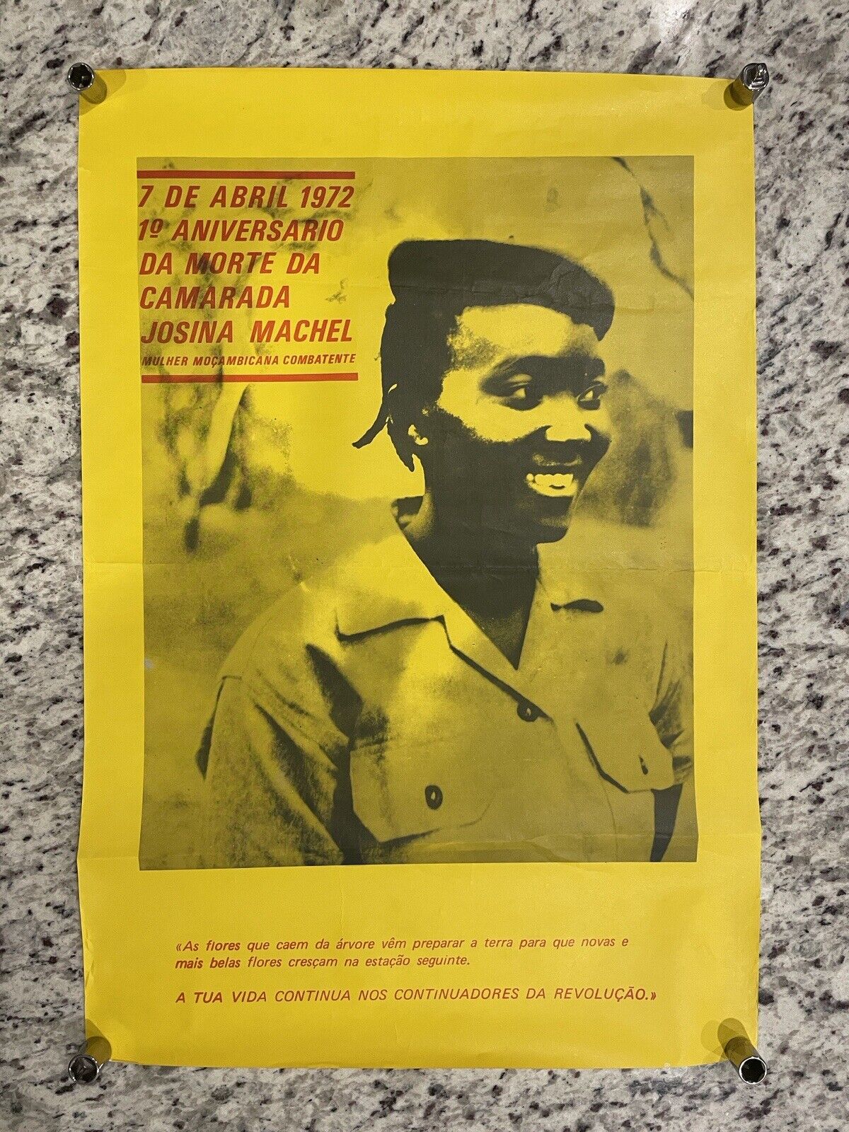 1970s Josina Michal Mozambique FRELIMO African Liberation Lithograph Poster