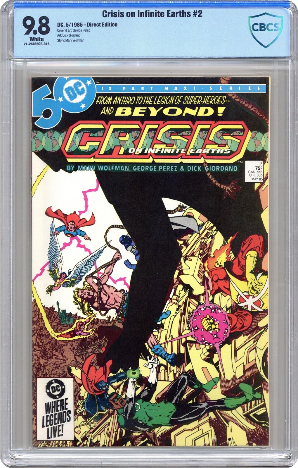 Crisis on Infinite Earths #2 CBCS 9.8 1985 21-26F82CB-016