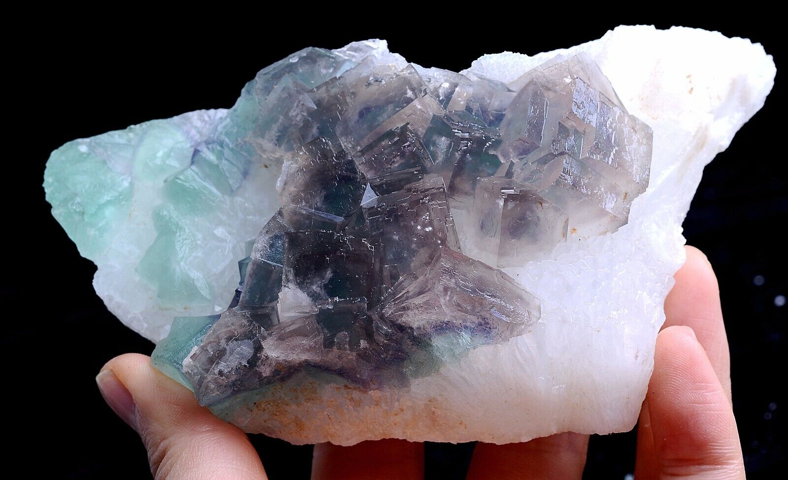 New Find Very Rare Blue Cube & purple Fluorite Symbiotic Mineral Specimen 491g