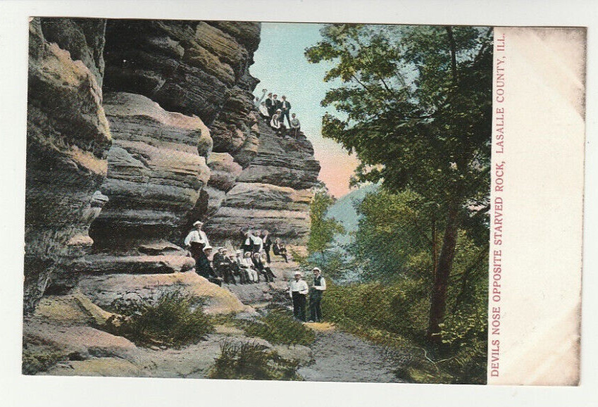 1908 Postcard Devils Nose Starved Rock LaSalle County Illinois Men in Suits Hats