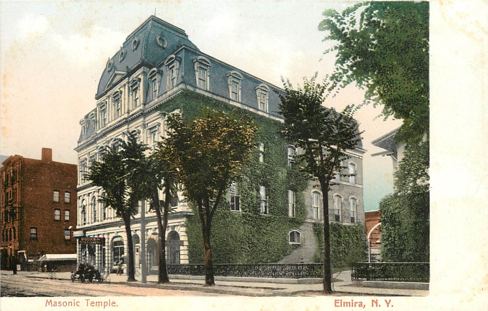 c1905 Chromograph Postcard Masonic Temple Elmira NY Chemung County Fraternal 