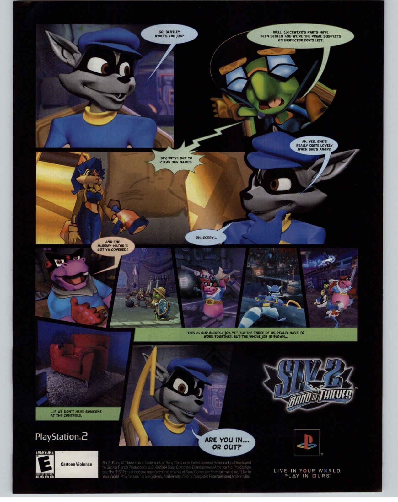 2004 Sly 2 Band Of Thieves PlayStation PS2 Video Game Art Vintage Print Ad