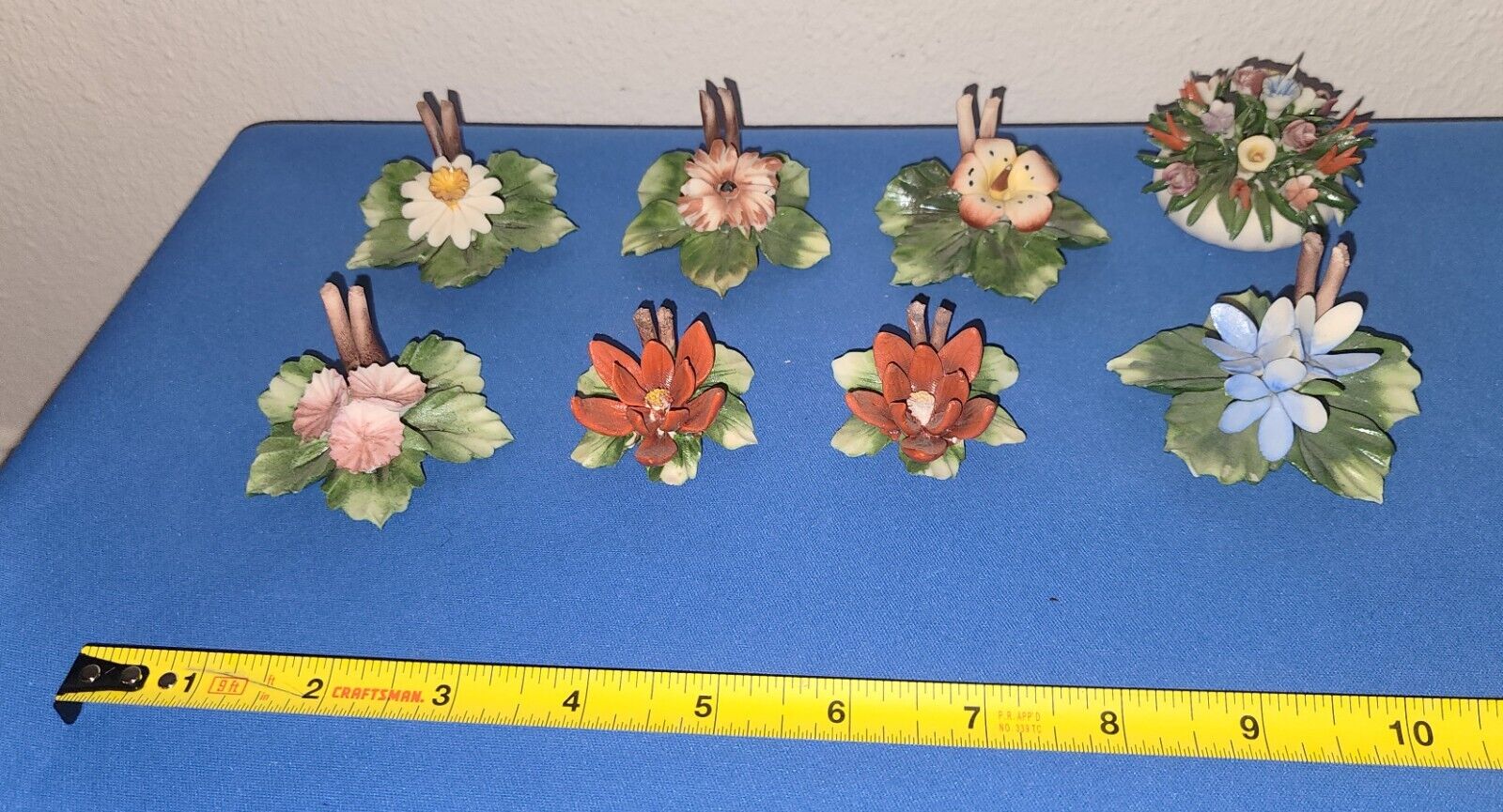 8 Capodimonte porcelain Flowers Roses & More, Made In Italy