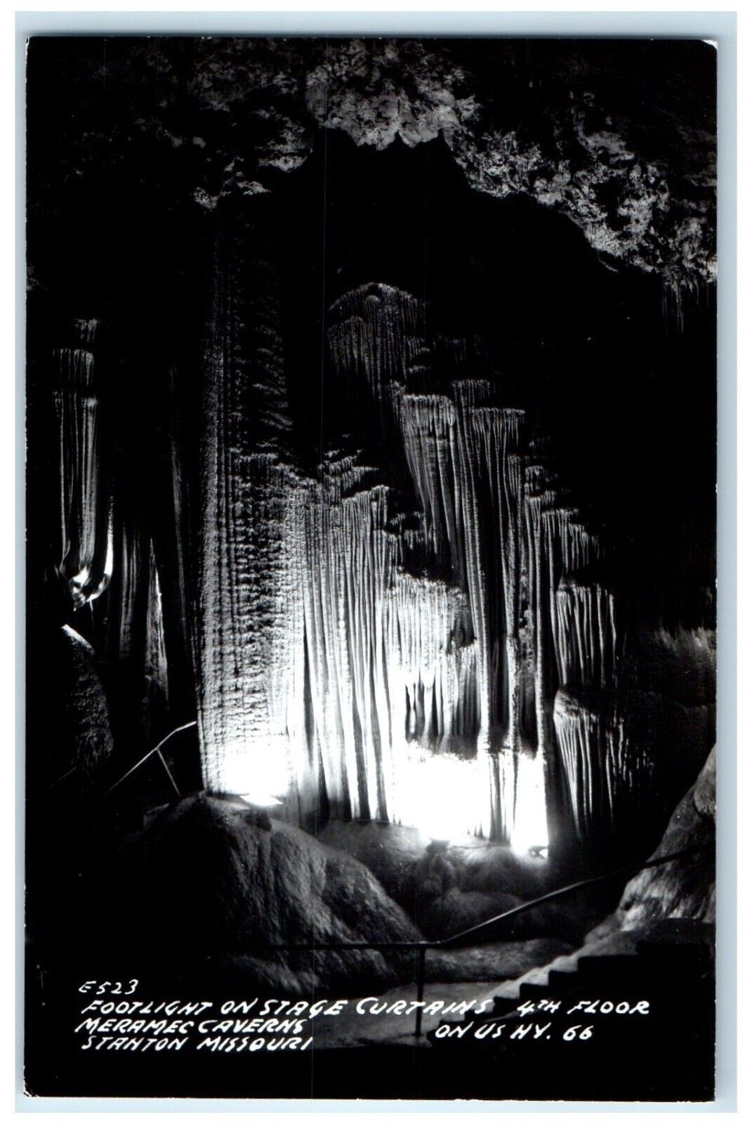 c1940's Footlight On Stage Curtain 4Th Floor Meramec Caverns RPPC Photo Postcard