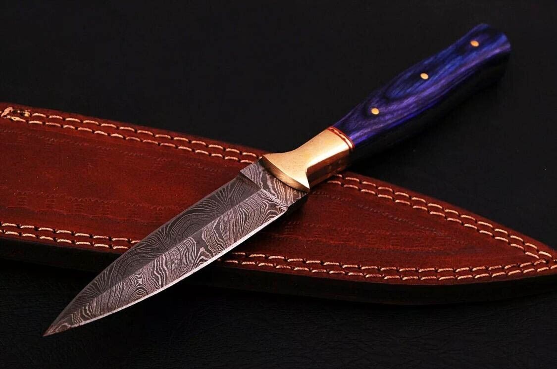 Handmade Double-Edged V42 Military Damascus steel Dagger boot Knife Survival x72