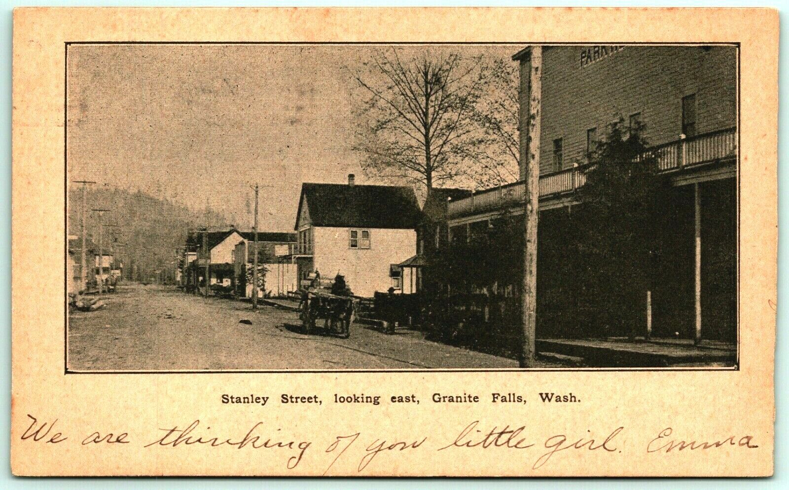 Stanley Dirt Street View Granite Falls Washington WA 1907 UDB Postcard B13 