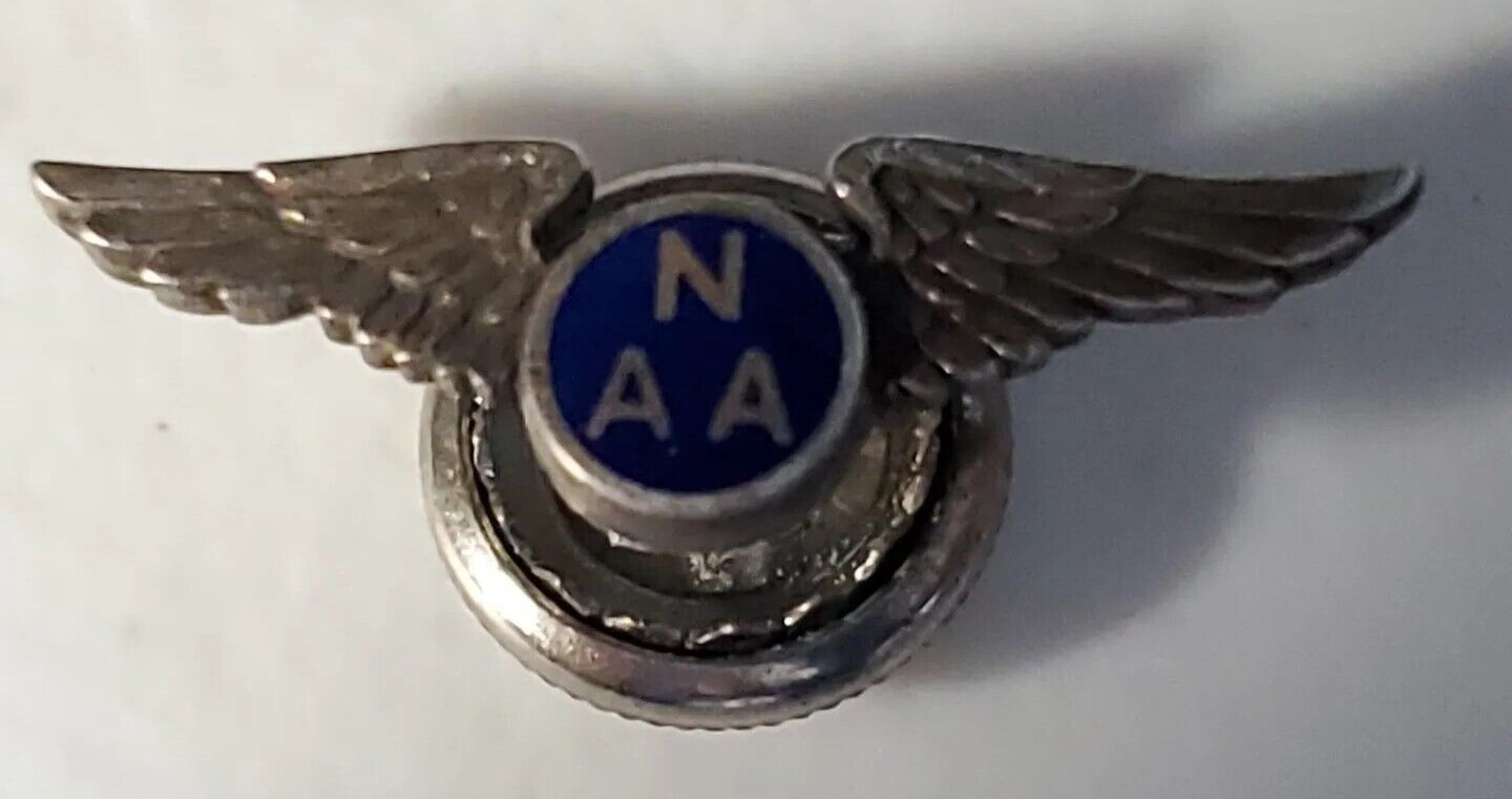 VINTAGE NAA North American Lapel Pin Sterling Silver Enamel Aviation