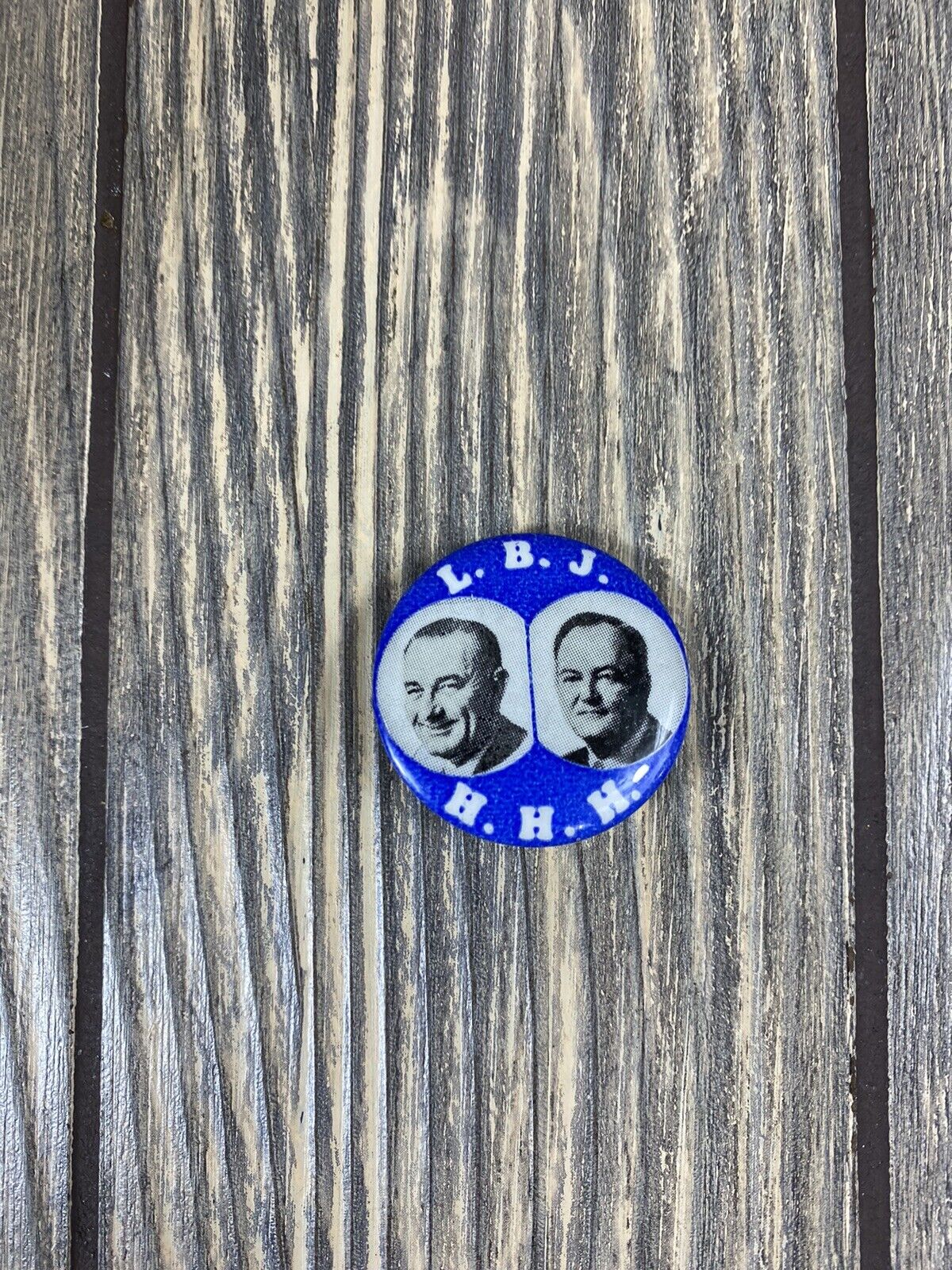 Vintage 1.25” LBJ HHH Political Pin Button K