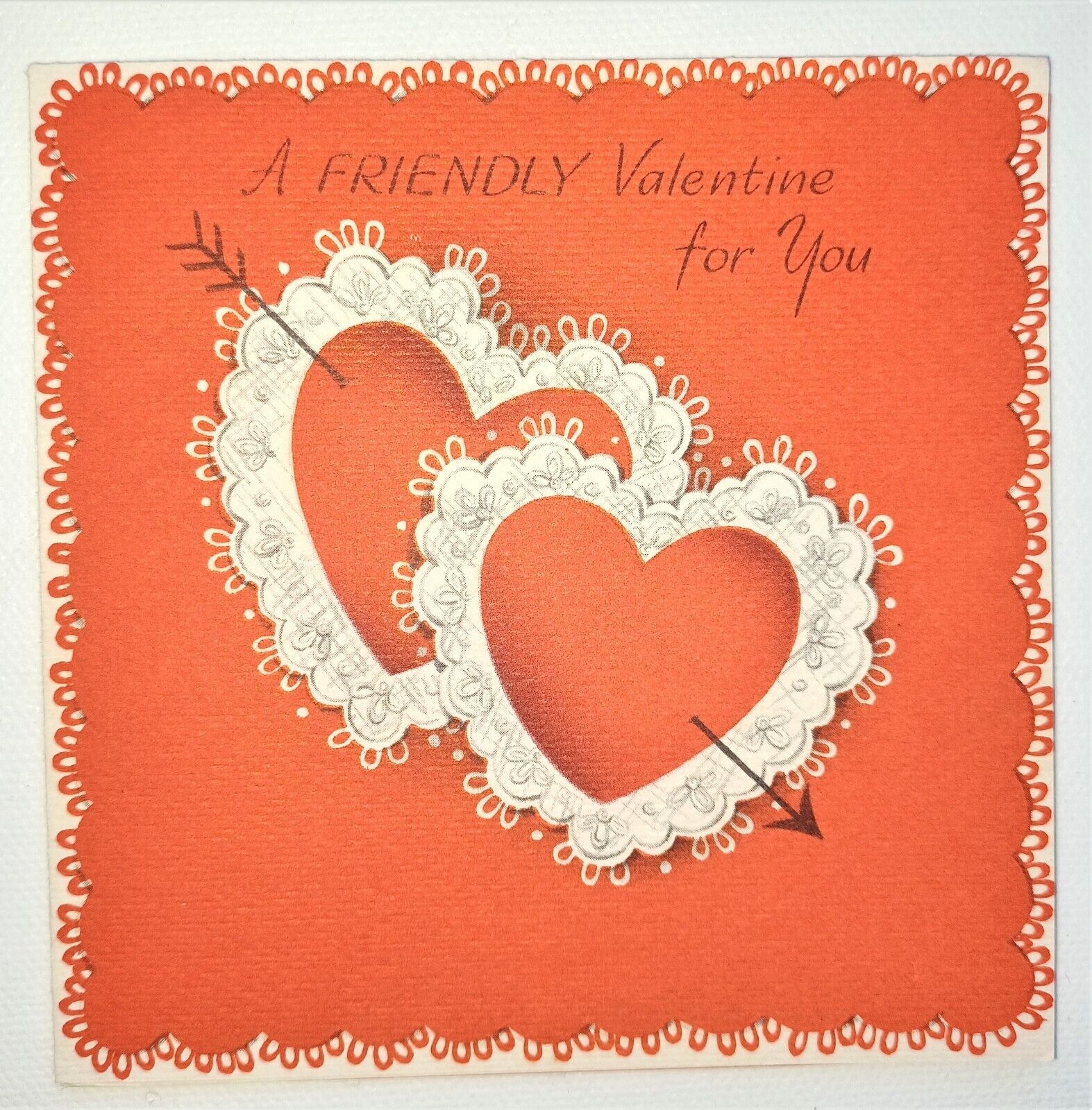 Vintage Hallmark Valentine\'s Card Friendly Double Hearts 1949