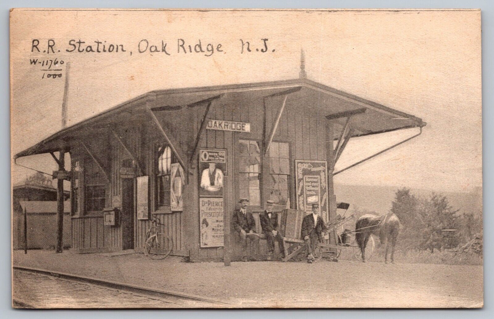 Railroad Station Oak Ridge New Jersey-Antique Postcard c. 1914 (Very Rare-Clean)
