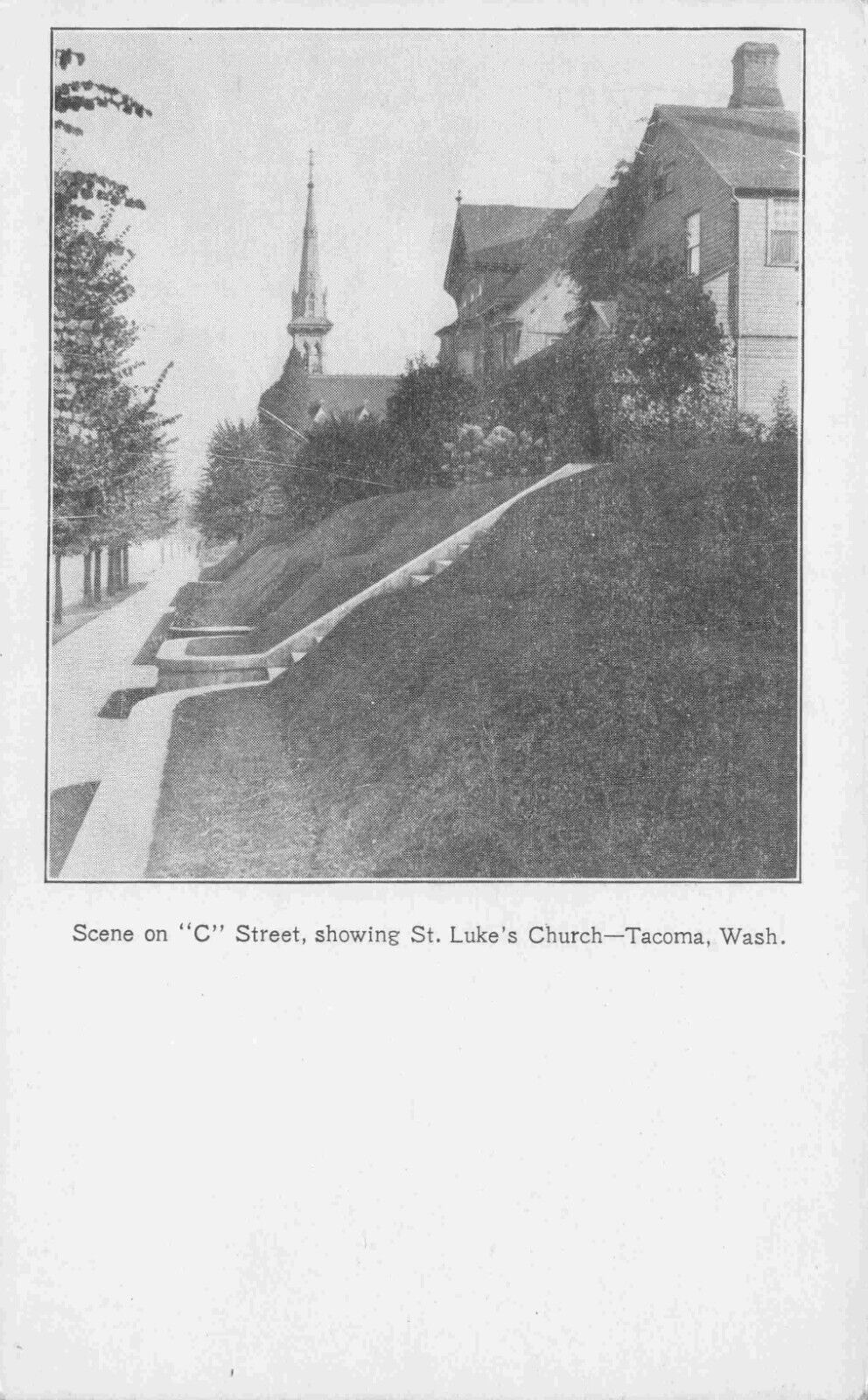 c1905 Tacoma Washington Gove & 36th St Lukes Memorial Episcopal WA Postcard