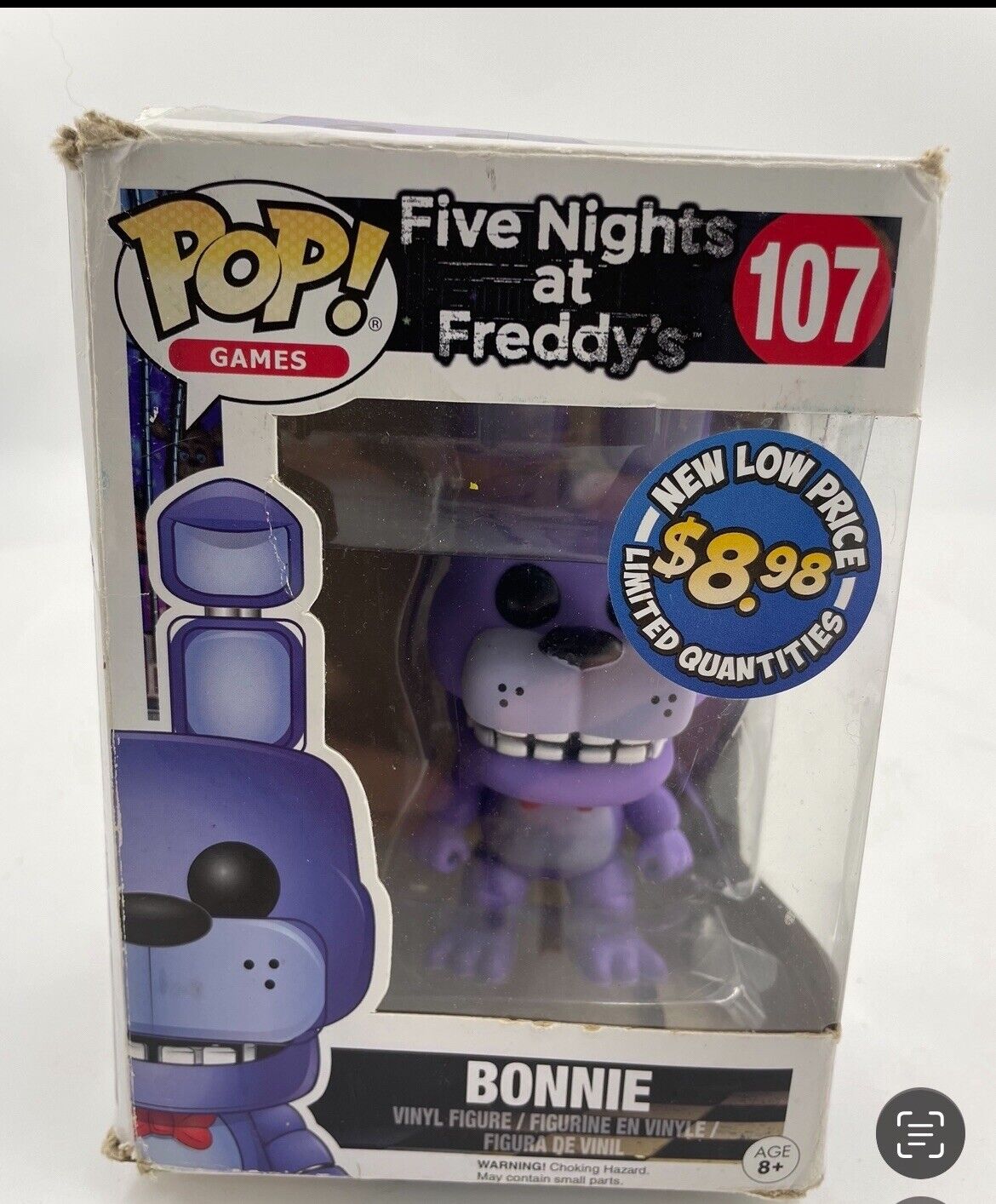 Funko POP Games Five Nights at Freddy's BONNIE the Rabbit #107 DAMAGED BOX FNAF