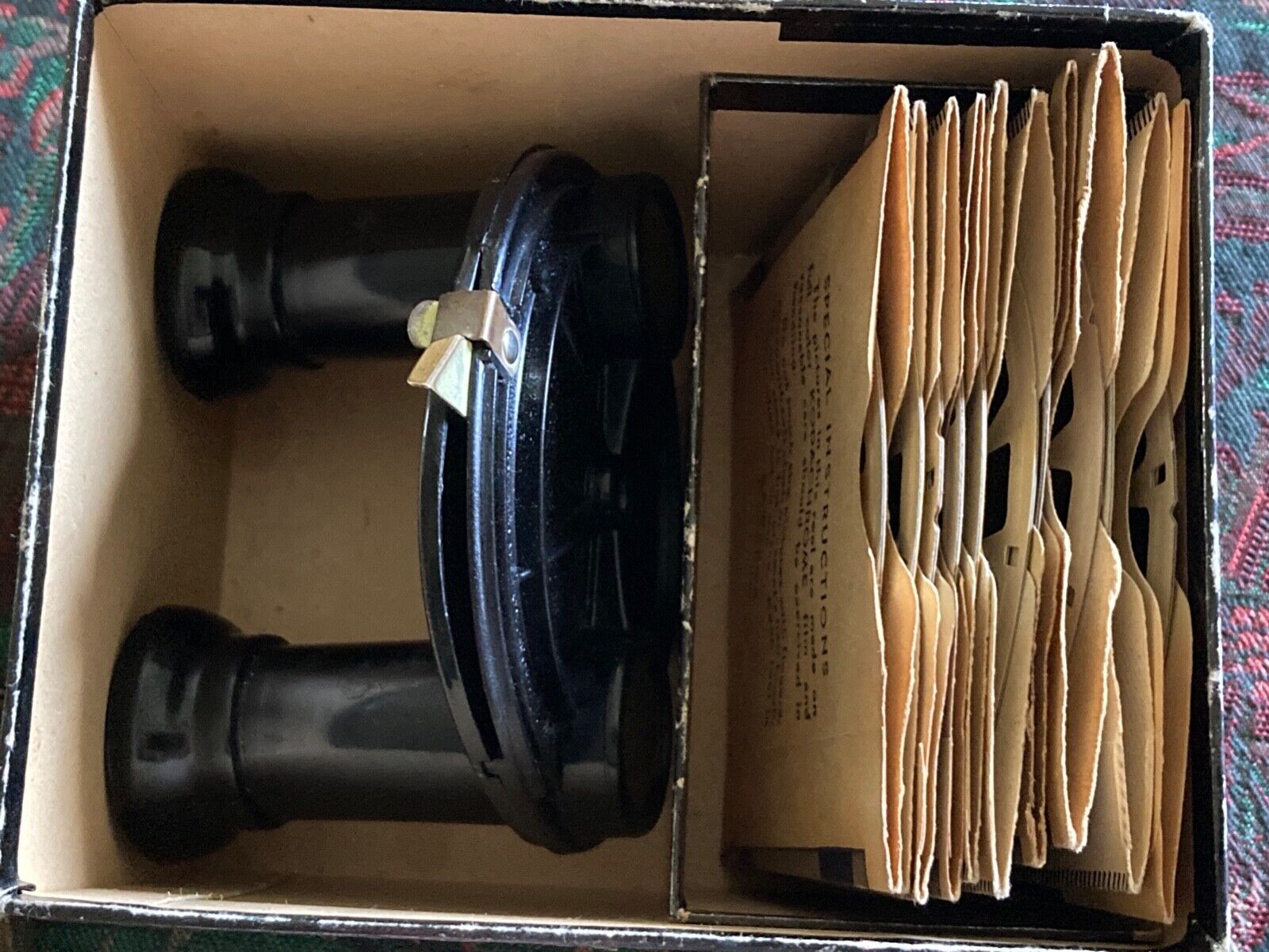 Vtg 40s Sawyer View Master Stereoscope Round Black Bakelite Working+Box+Pics
