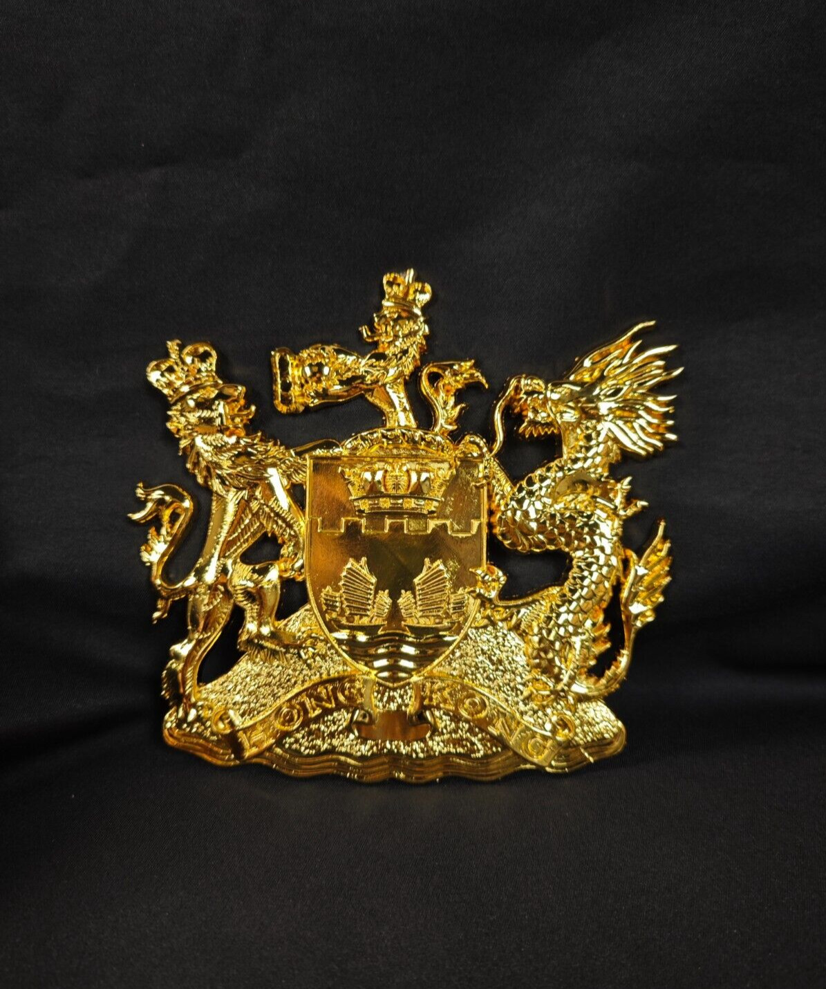 British Colonial Hong Kong Government Coat of Arms Big Metal Display Badge