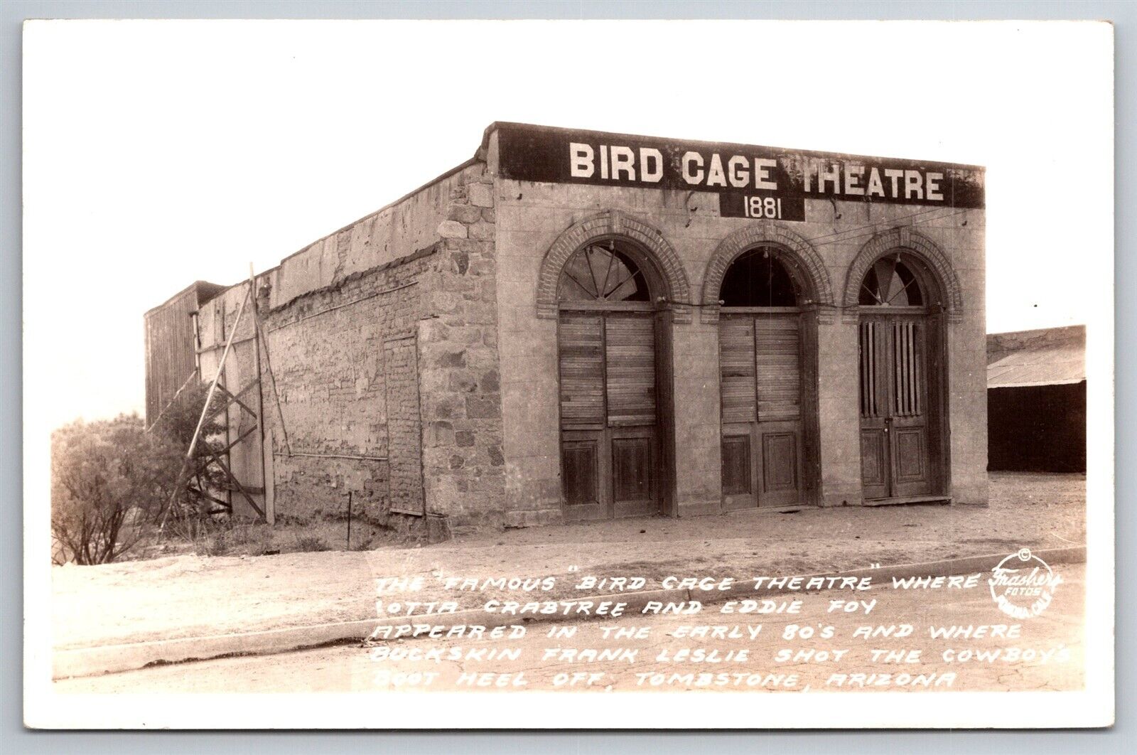 RPPC Original Bird Cage Theatre 1881 Tombstone AZ C1930s Postcard R18