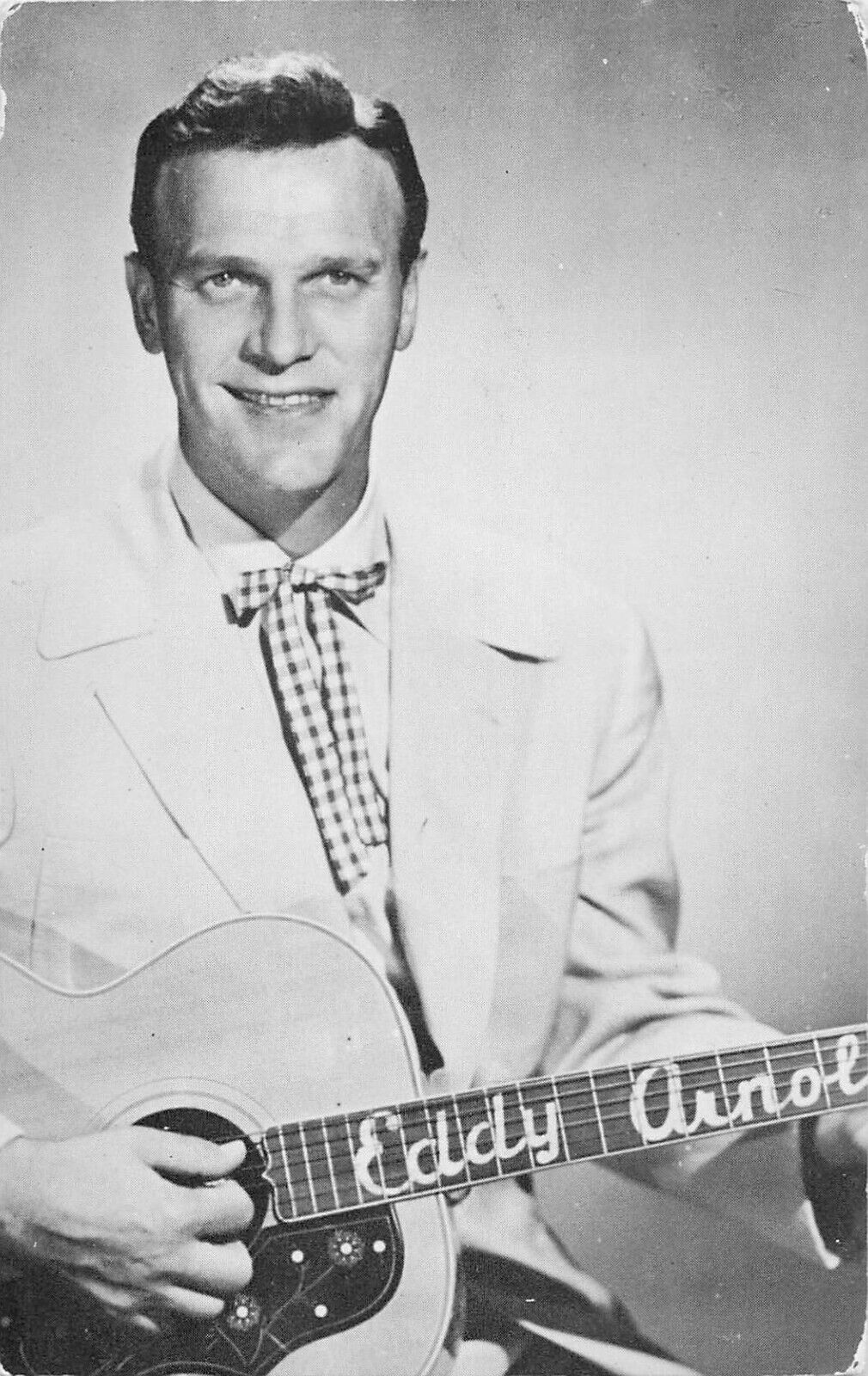 Eddy Arnold in Bolo Tie Vintage Postcard Playing Guitar Name Inlaid Fretboard