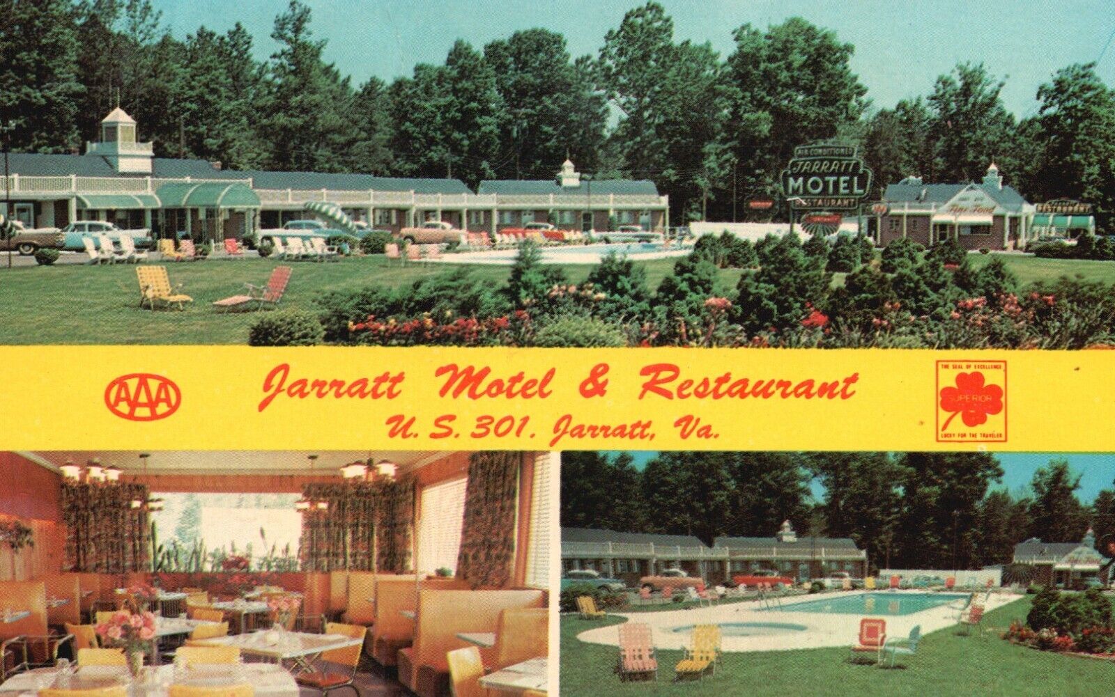 Postcard VA Jarratt Motel & Restaurant Virginia 1964 Chrome Vintage PC G3500