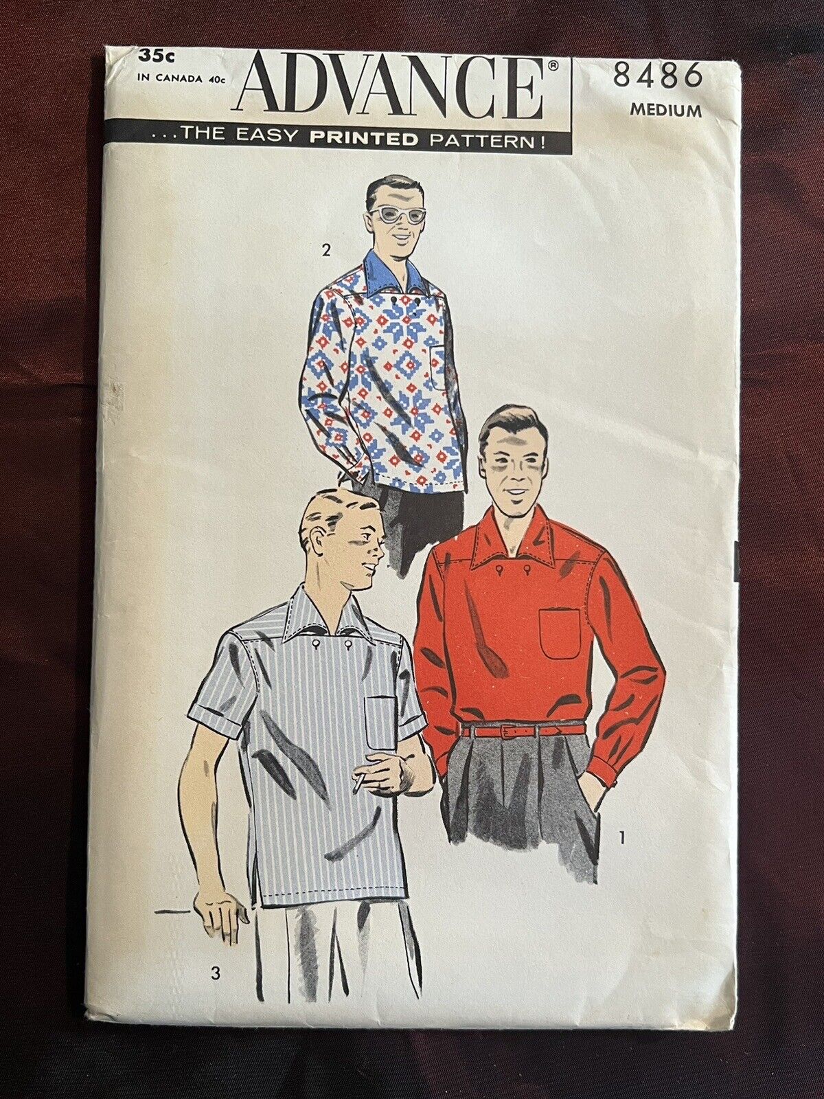 1957 Vintage Advance Sewing Pattern #8486 Men's Sport Shirt Medium 38-40