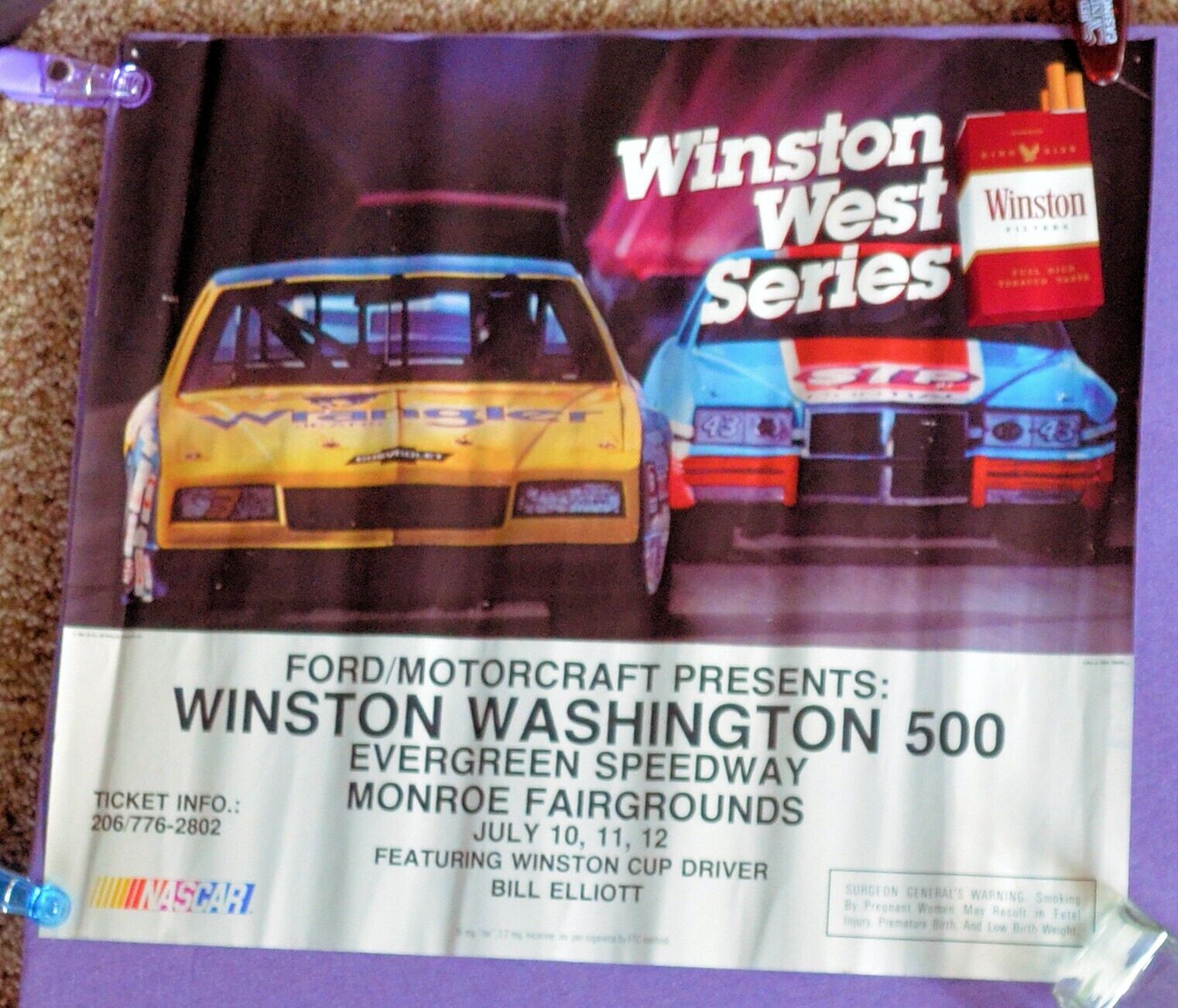 1987 Washington 500 Nascar Poster 43 Richard Petty 18” x 21” RARE